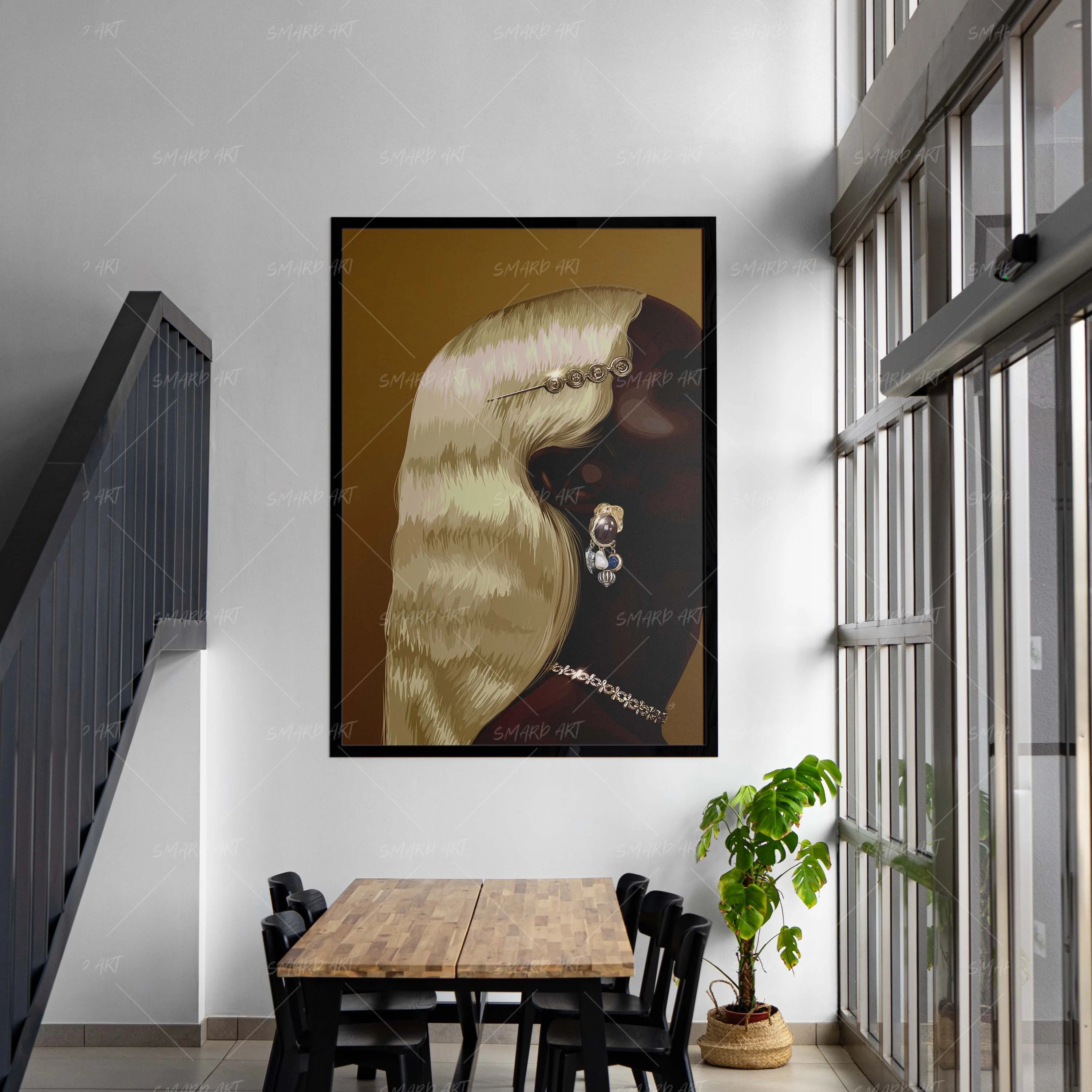 Glossed Waves-wall art print featuring decorative artistic design suitable for living rooms, offices, and schools by SmardArt. Elevate your space with Black wall art that speaks to culture, identity, and creativity. At Smard, we celebrate artistry made with melanin, bringing powerful and inspiring designs to life.