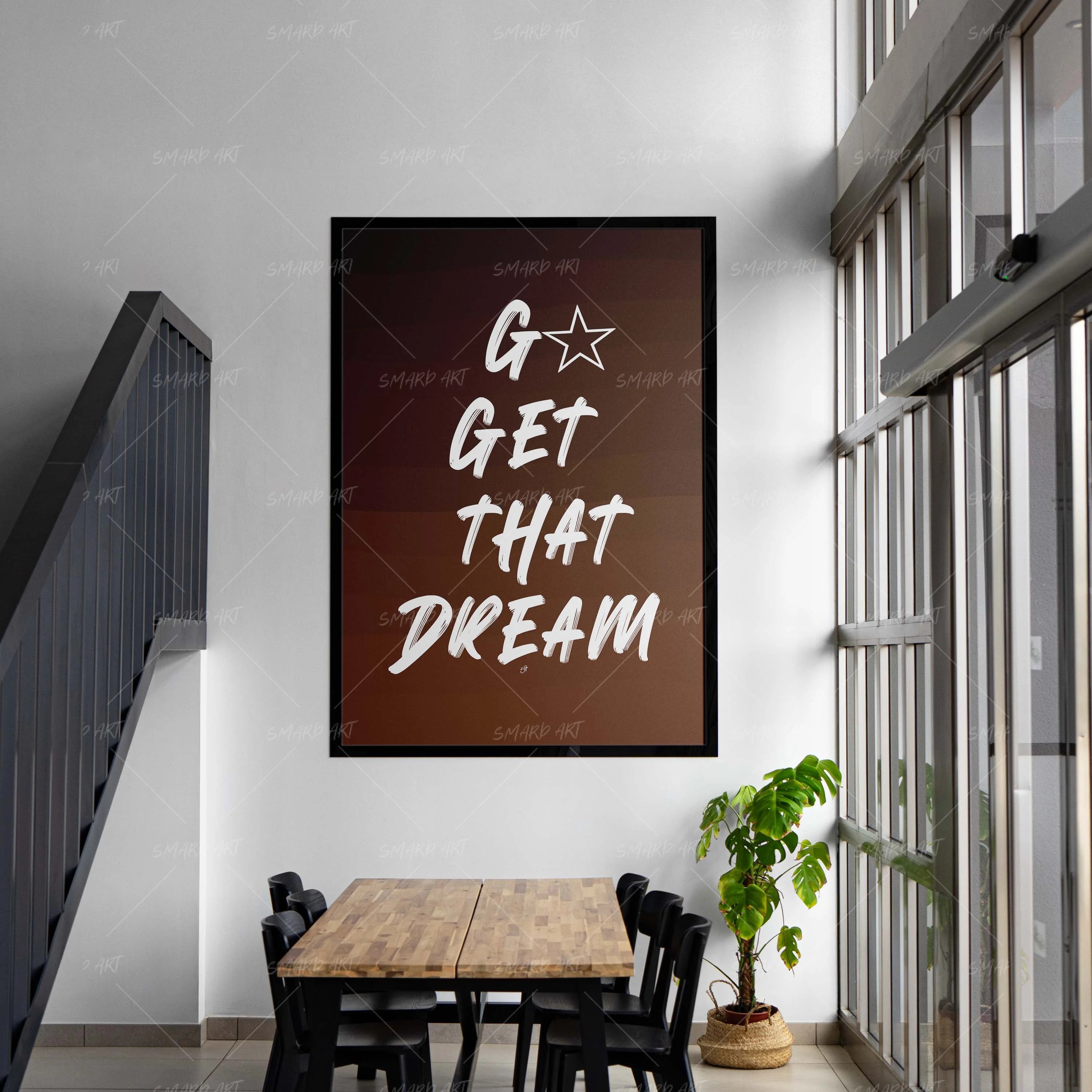 Go Get That Dream-wall art print featuring decorative artistic design suitable for living rooms, offices, and schools by SmardArt. Elevate your space with Black wall art that speaks to culture, identity, and creativity. At Smard, we celebrate artistry made with melanin, bringing powerful and inspiring designs to life.