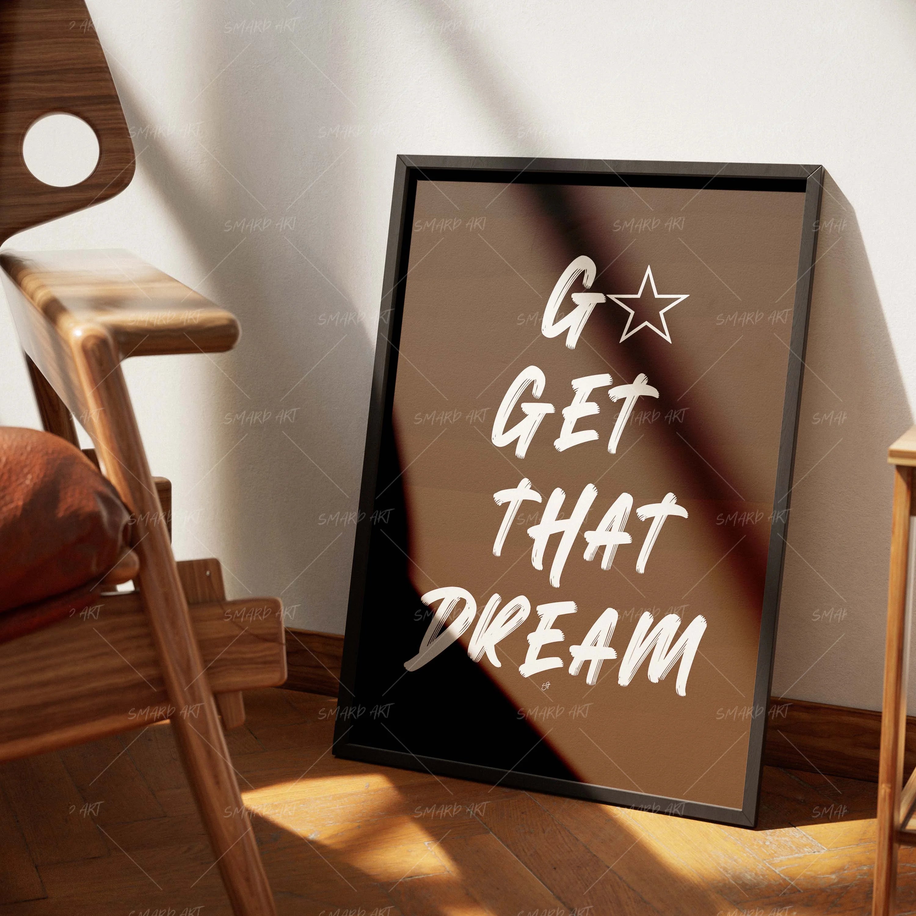 Go Get That Dream-wall art print featuring decorative artistic design suitable for living rooms, offices, and schools by SmardArt. Elevate your space with Black wall art that speaks to culture, identity, and creativity. At Smard, we celebrate artistry made with melanin, bringing powerful and inspiring designs to life.