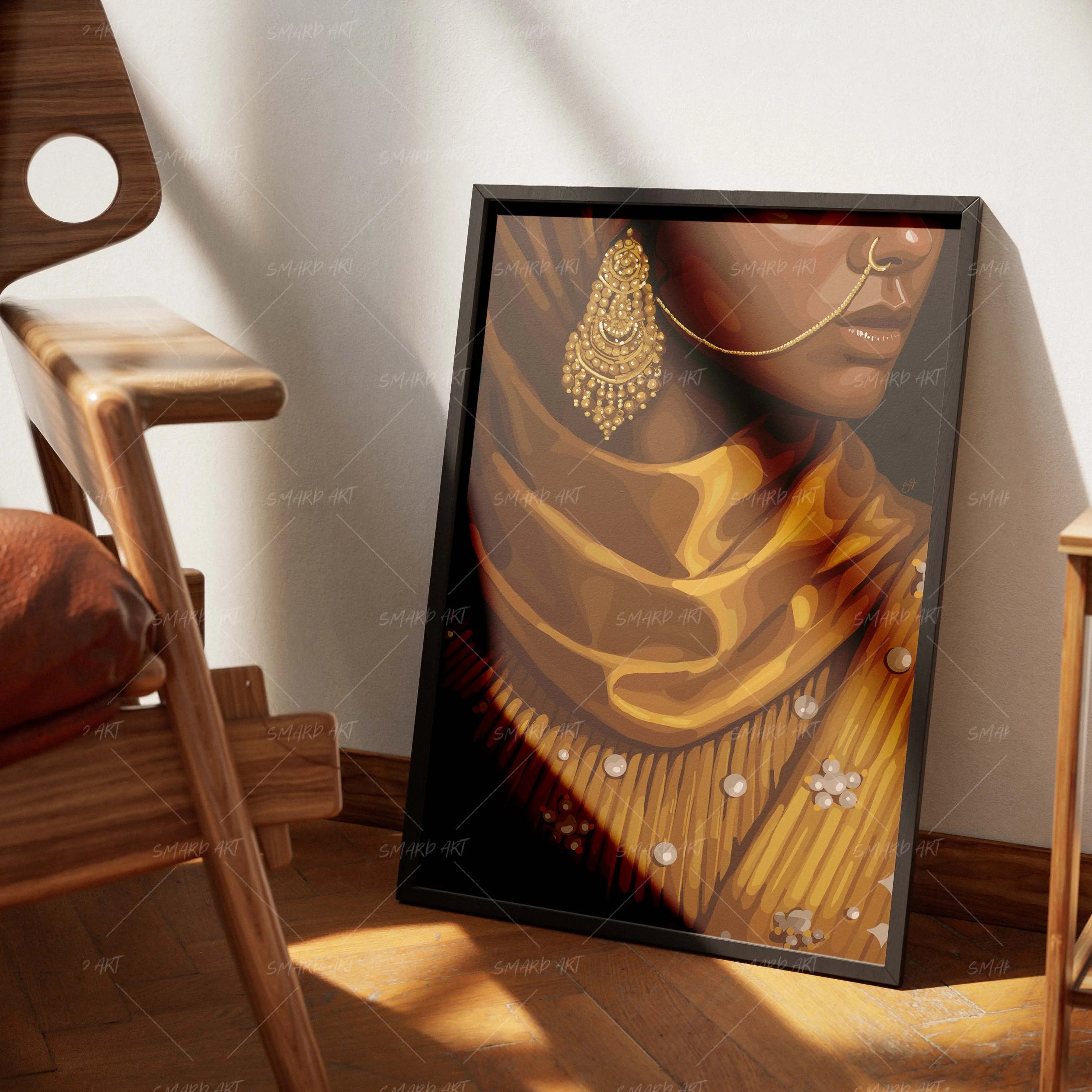 Golden Devotion-wall art print featuring decorative artistic design suitable for living rooms, offices, and schools by SmardArt. Elevate your space with Black wall art that speaks to culture, identity, and creativity. At Smard, we celebrate artistry made with melanin, bringing powerful and inspiring designs to life.