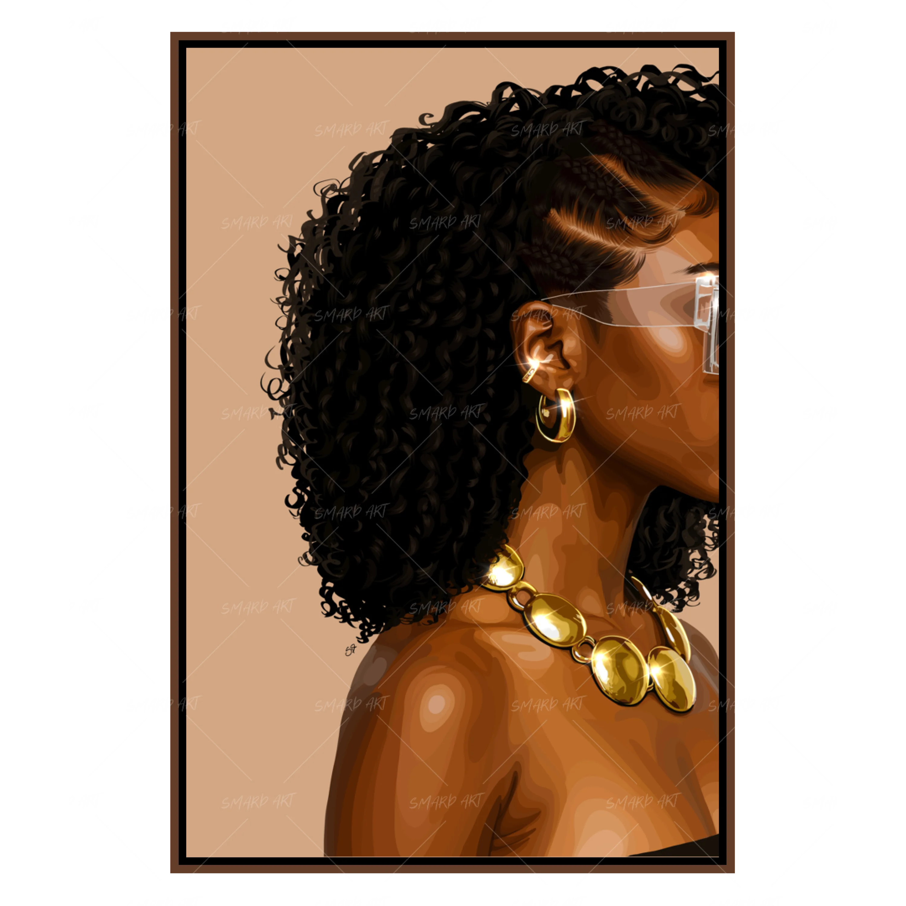 Gold Baby-wall art print featuring decorative artistic design suitable for living rooms, offices, and schools by SmardArt. Elevate your space with Black wall art that speaks to culture, identity, and creativity. At Smard, we celebrate artistry made with melanin, bringing powerful and inspiring designs to life.