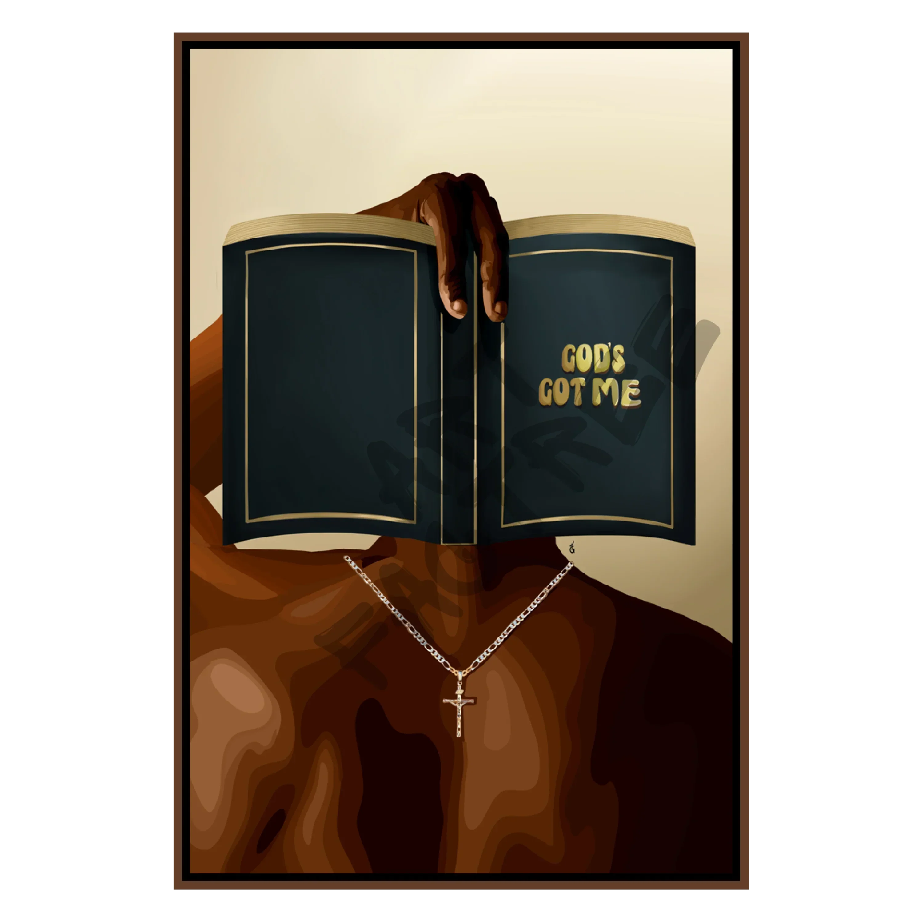 God's Got Me-wall art print featuring decorative artistic design suitable for living rooms, offices, and schools by SmardArt. Elevate your space with Black wall art that speaks to culture, identity, and creativity. At Smard, we celebrate artistry made with melanin, bringing powerful and inspiring designs to life.