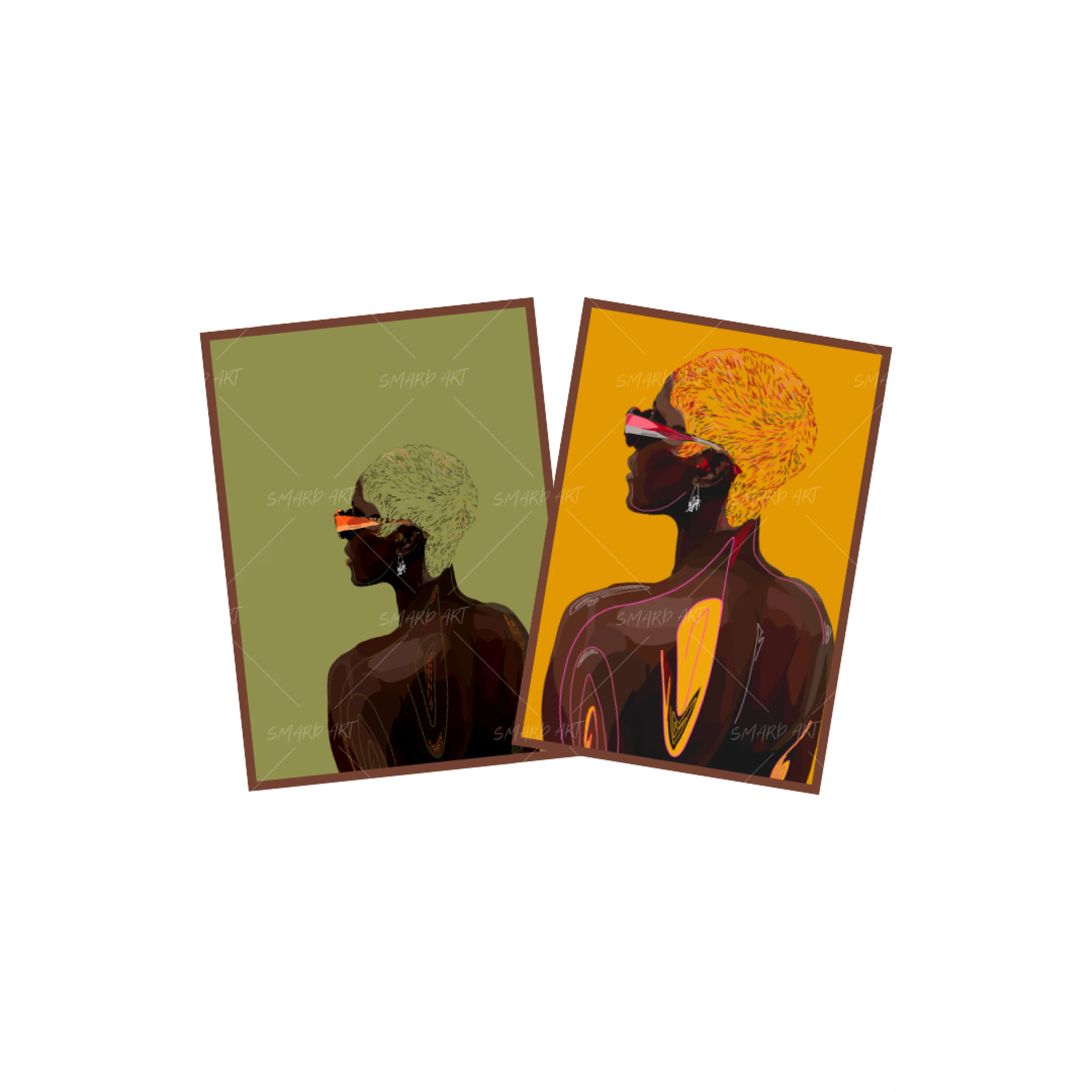 Art Print Bundle : Grace 4 + Grace 5-wall art print featuring decorative artistic design suitable for living rooms, offices, and schools by SmardArt. Elevate your space with Black wall art that speaks to culture, identity, and creativity. At Smard, we celebrate artistry made with melanin, bringing powerful and inspiring designs to life.