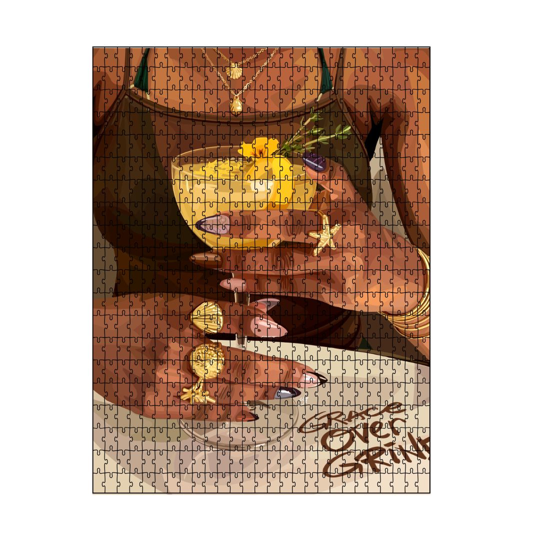 Grace Over Grind Puzzle-wall art print featuring decorative artistic design suitable for living rooms, offices, and schools by SmardArt