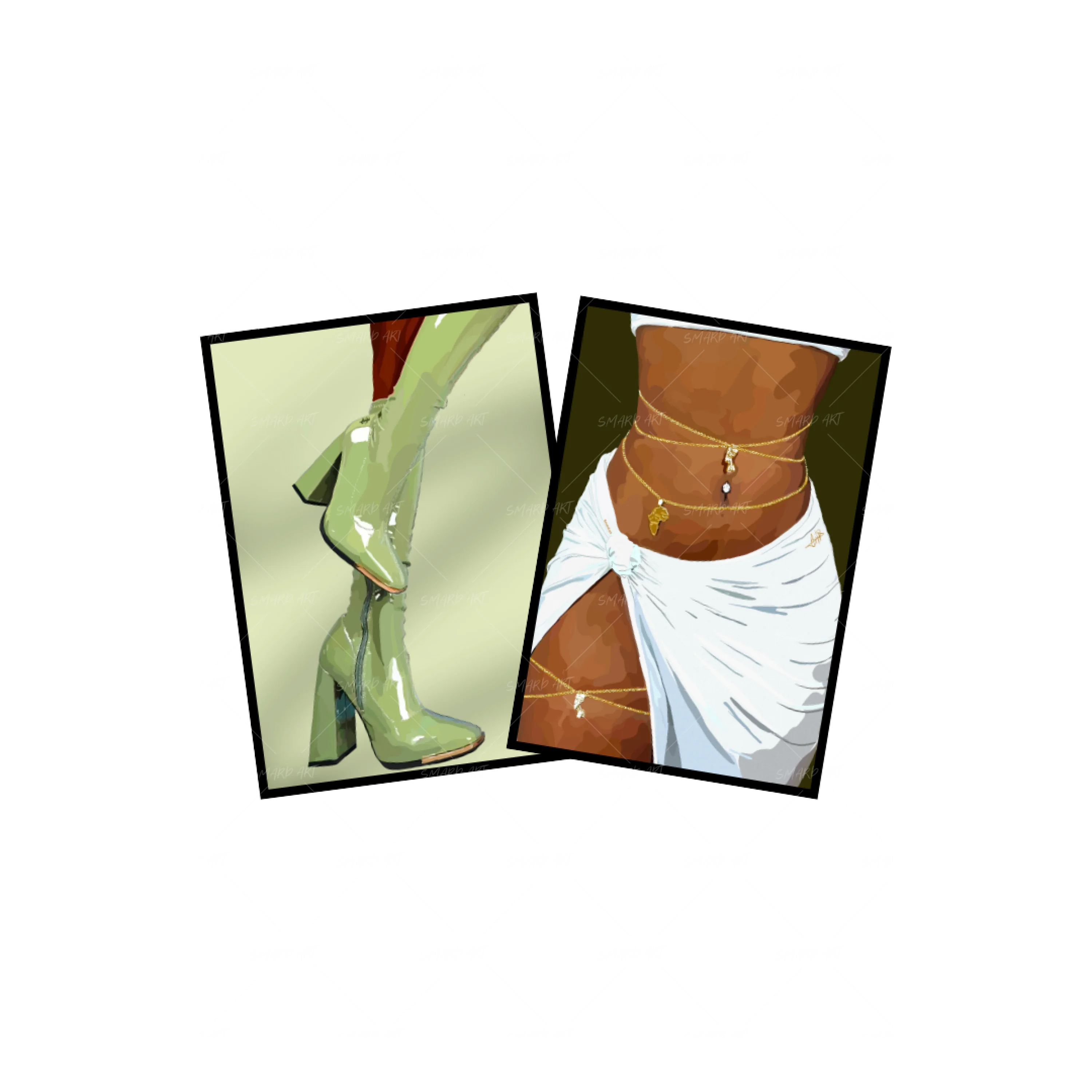 Art Print Bundle : Green Boots + Belly chain