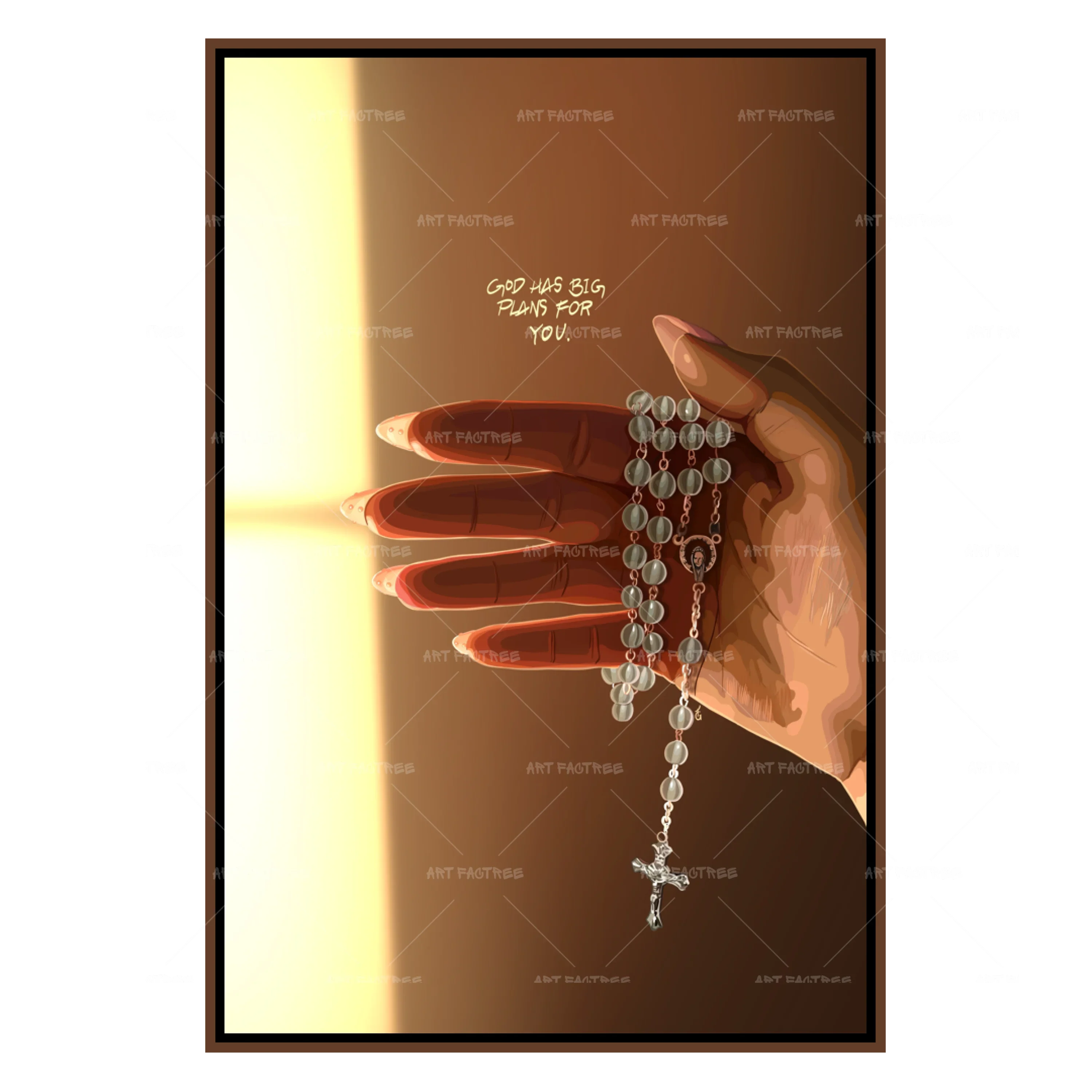 Hands Of Devotion (Smard X Anaya)-wall art print featuring decorative artistic design suitable for living rooms, offices, and schools by SmardArt. Elevate your space with Black wall art that speaks to culture, identity, and creativity. At Smard, we celebrate artistry made with melanin, bringing powerful and inspiring designs to life.