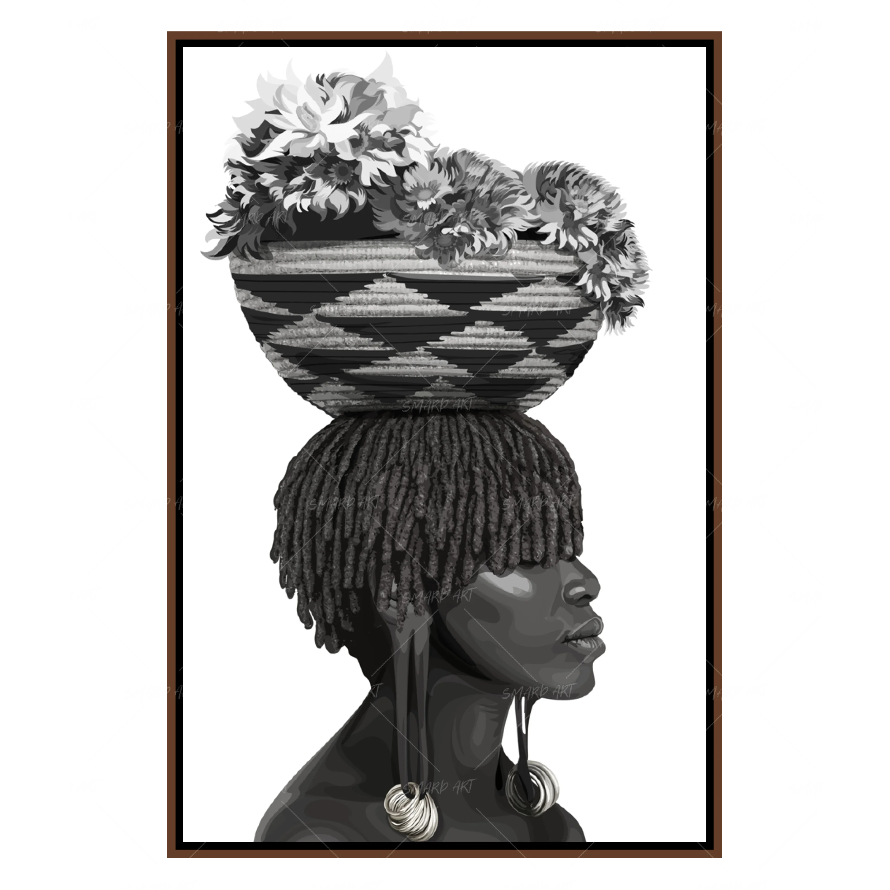 Harvest Queen-wall art print featuring decorative artistic design suitable for living rooms, offices, and schools by SmardArt. Elevate your space with Black wall art that speaks to culture, identity, and creativity. At Smard, we celebrate artistry made with melanin, bringing powerful and inspiring designs to life.