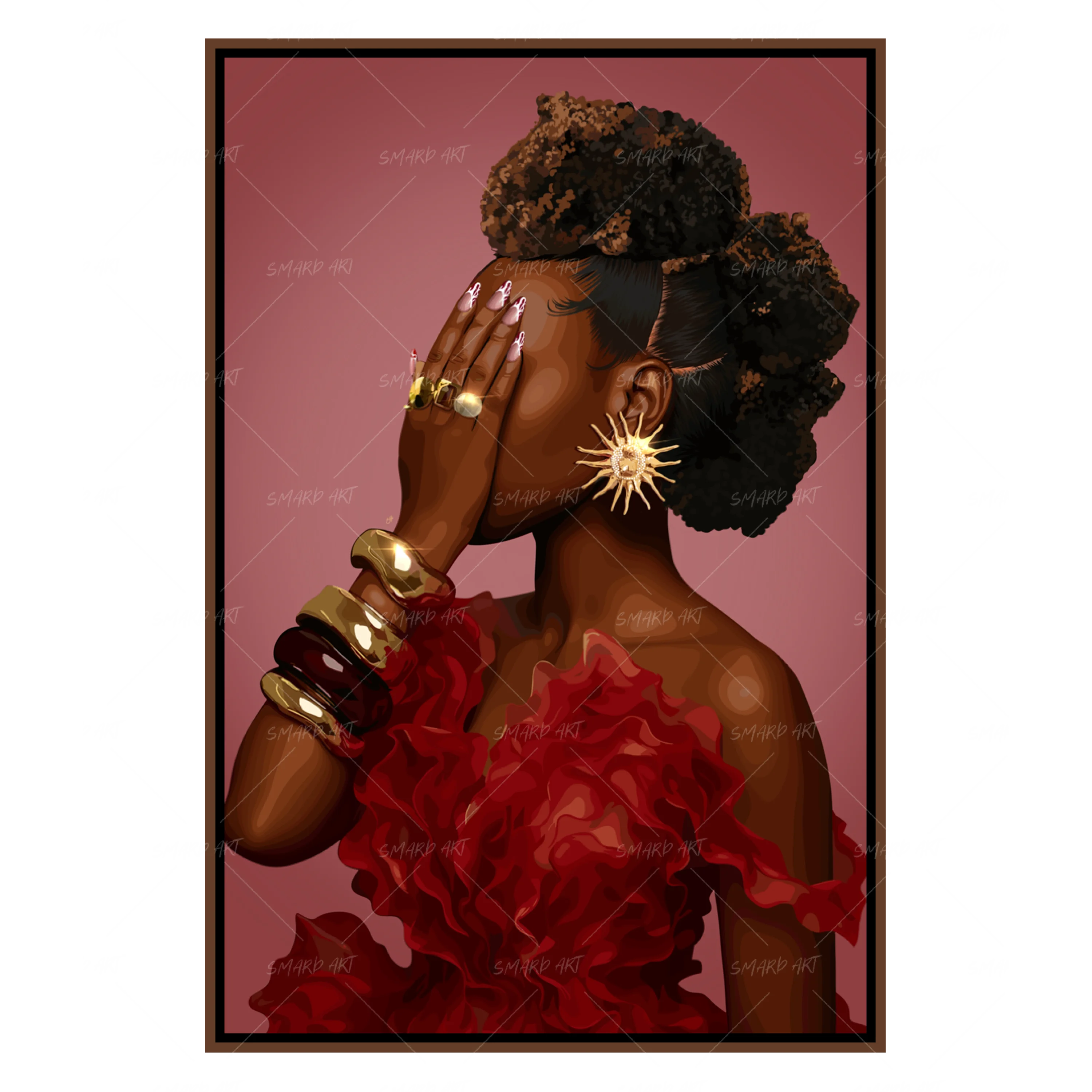 Haute Hawk-wall art print featuring decorative artistic design suitable for living rooms, offices, and schools by SmardArt. Elevate your space with Black wall art that speaks to culture, identity, and creativity. At Smard, we celebrate artistry made with melanin, bringing powerful and inspiring designs to life.
