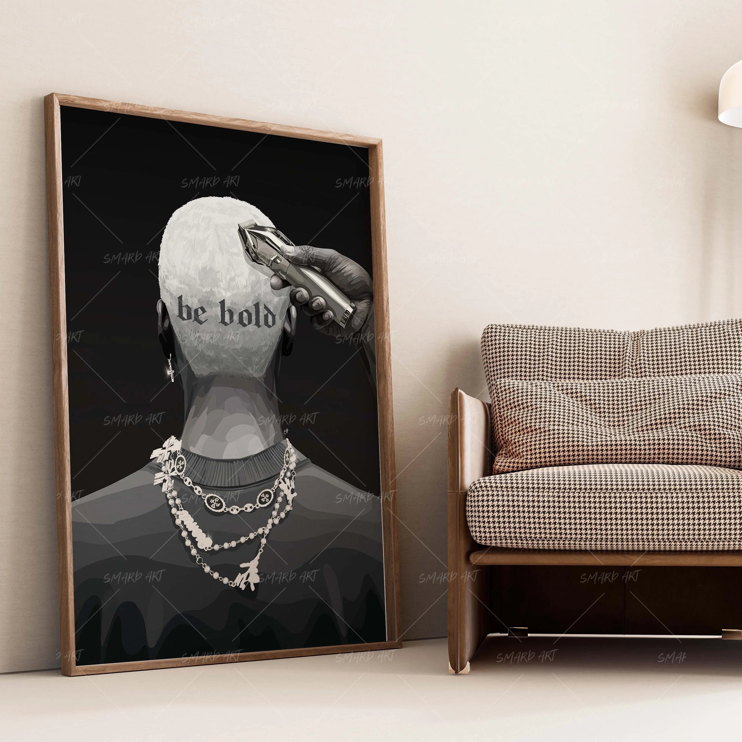 Headstrong-wall art print featuring decorative artistic design suitable for living rooms, offices, and schools by SmardArt. Elevate your space with Black wall art that speaks to culture, identity, and creativity. At Smard, we celebrate artistry made with melanin, bringing powerful and inspiring designs to life.