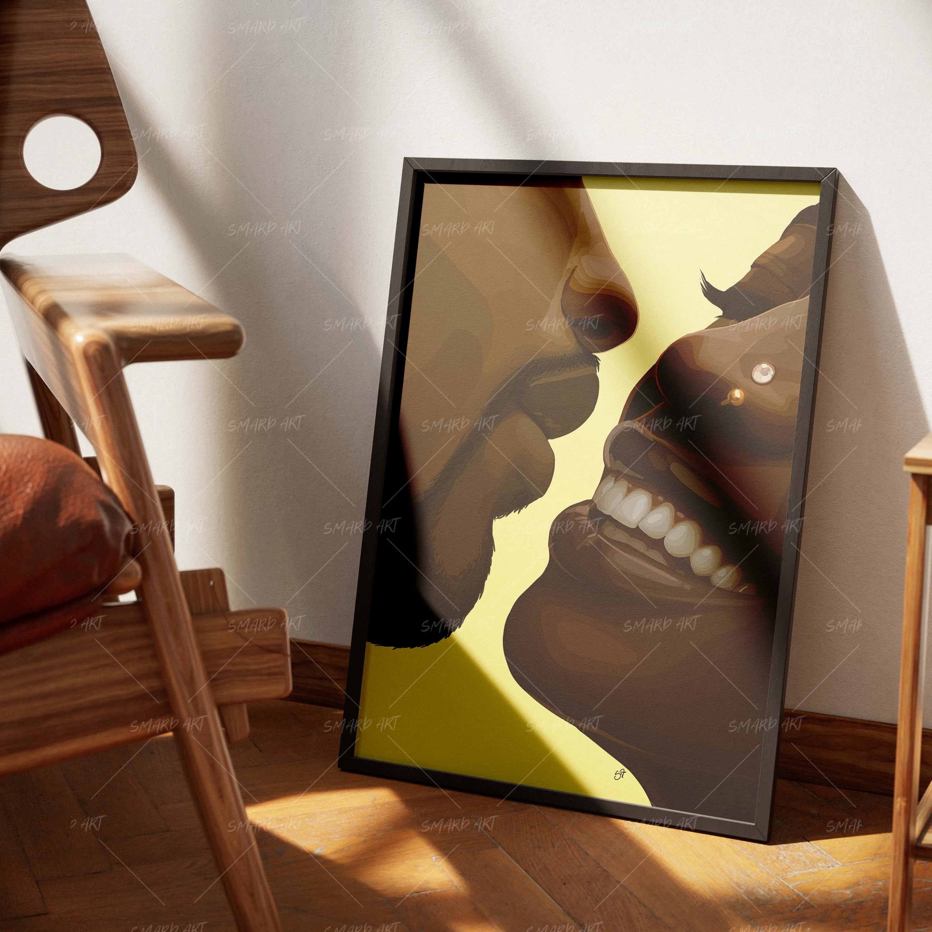 Heart Distance-wall art print featuring decorative artistic design suitable for living rooms, offices, and schools by SmardArt. Elevate your space with Black wall art that speaks to culture, identity, and creativity. At Smard, we celebrate artistry made with melanin, bringing powerful and inspiring designs to life.