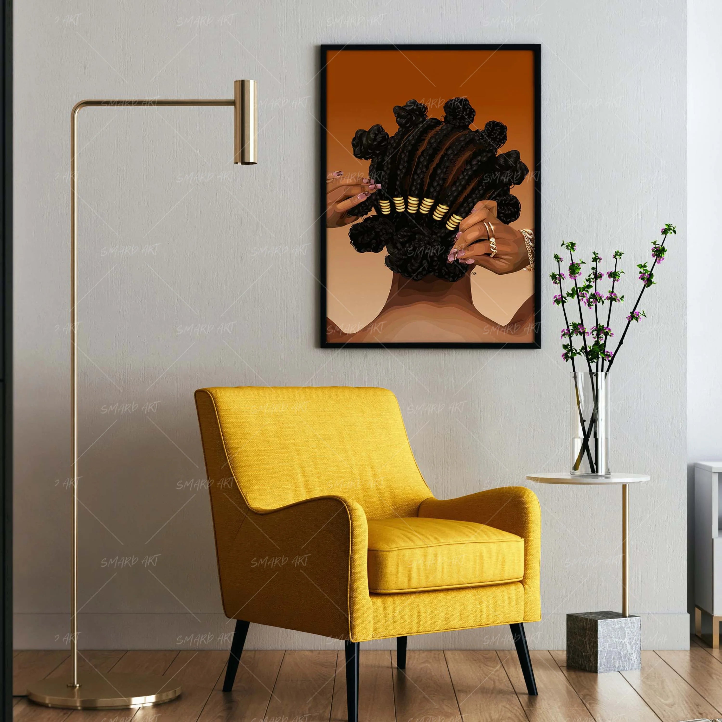 Her Crown-wall art print featuring decorative artistic design suitable for living rooms, offices, and schools by SmardArt. Elevate your space with Black wall art that speaks to culture, identity, and creativity. At Smard, we celebrate artistry made with melanin, bringing powerful and inspiring designs to life.