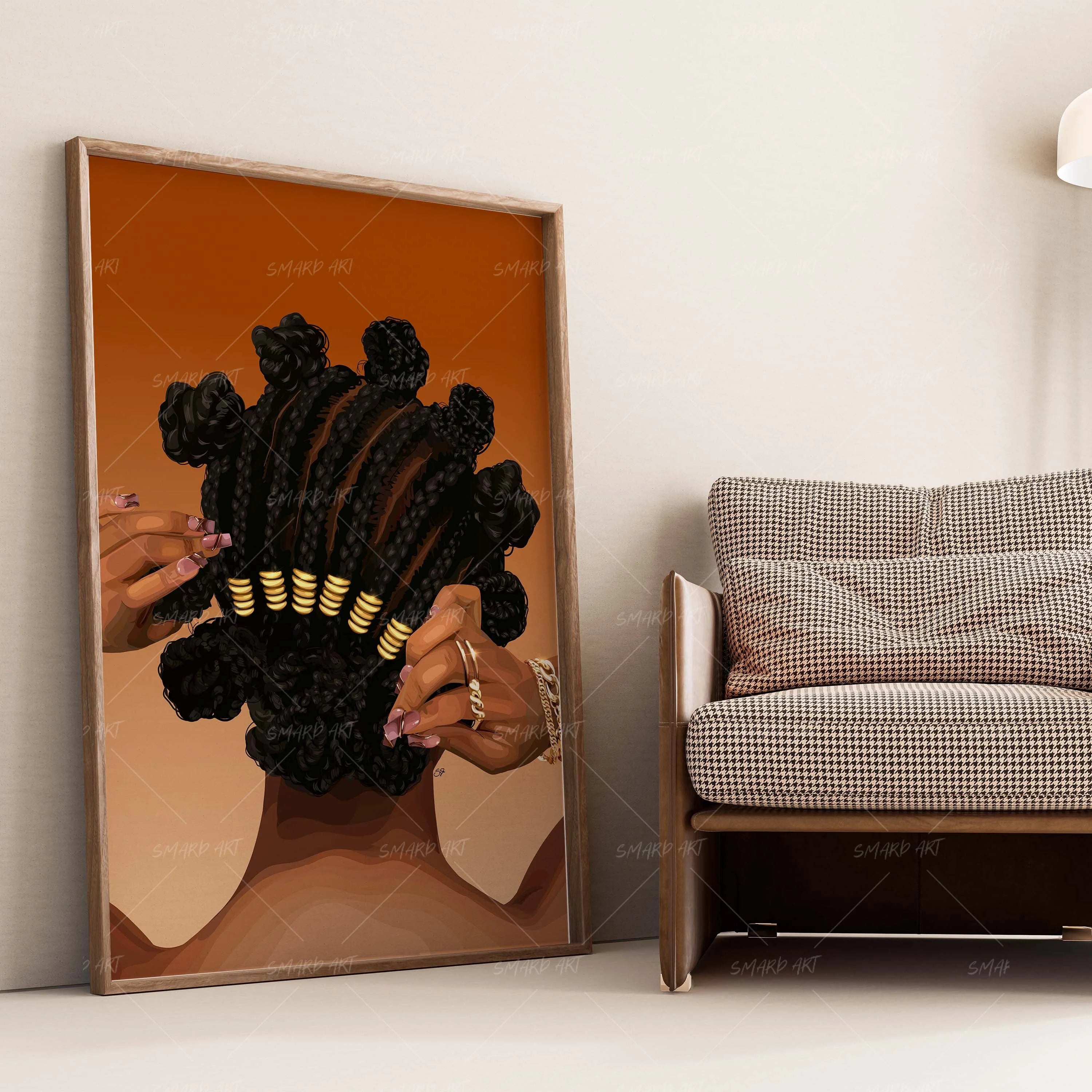 Her Crown-wall art print featuring decorative artistic design suitable for living rooms, offices, and schools by SmardArt. Elevate your space with Black wall art that speaks to culture, identity, and creativity. At Smard, we celebrate artistry made with melanin, bringing powerful and inspiring designs to life.