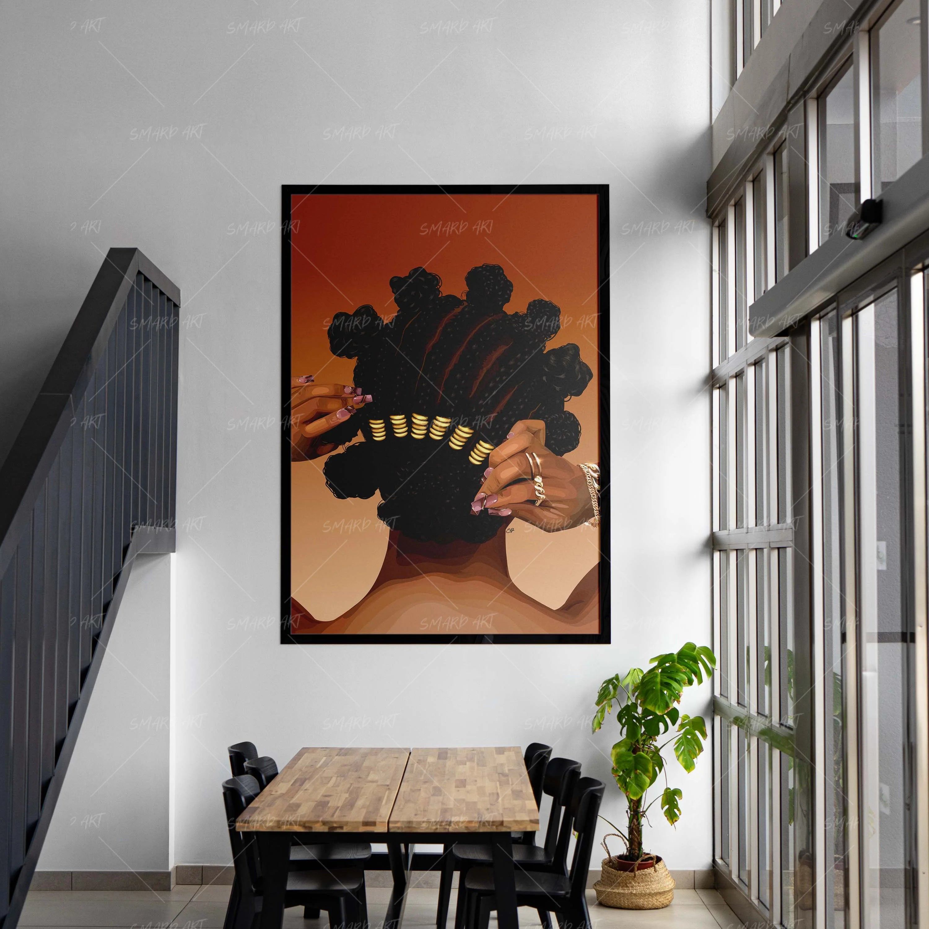 Her Crown-wall art print featuring decorative artistic design suitable for living rooms, offices, and schools by SmardArt. Elevate your space with Black wall art that speaks to culture, identity, and creativity. At Smard, we celebrate artistry made with melanin, bringing powerful and inspiring designs to life.
