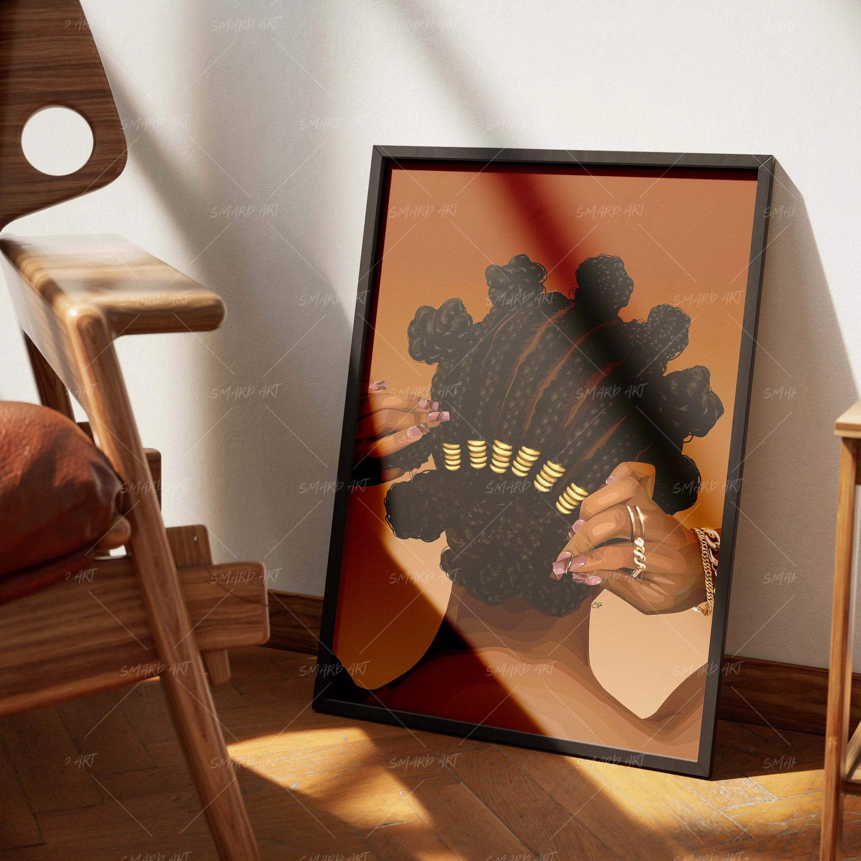 Her Crown-wall art print featuring decorative artistic design suitable for living rooms, offices, and schools by SmardArt. Elevate your space with Black wall art that speaks to culture, identity, and creativity. At Smard, we celebrate artistry made with melanin, bringing powerful and inspiring designs to life.