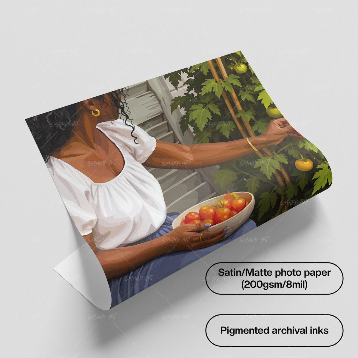 Her Garden-wall art print featuring decorative artistic design suitable for living rooms, offices, and schools by SmardArt. Elevate your space with Black wall art that speaks to culture, identity, and creativity. At Smard, we celebrate artistry made with melanin, bringing powerful and inspiring designs to life.