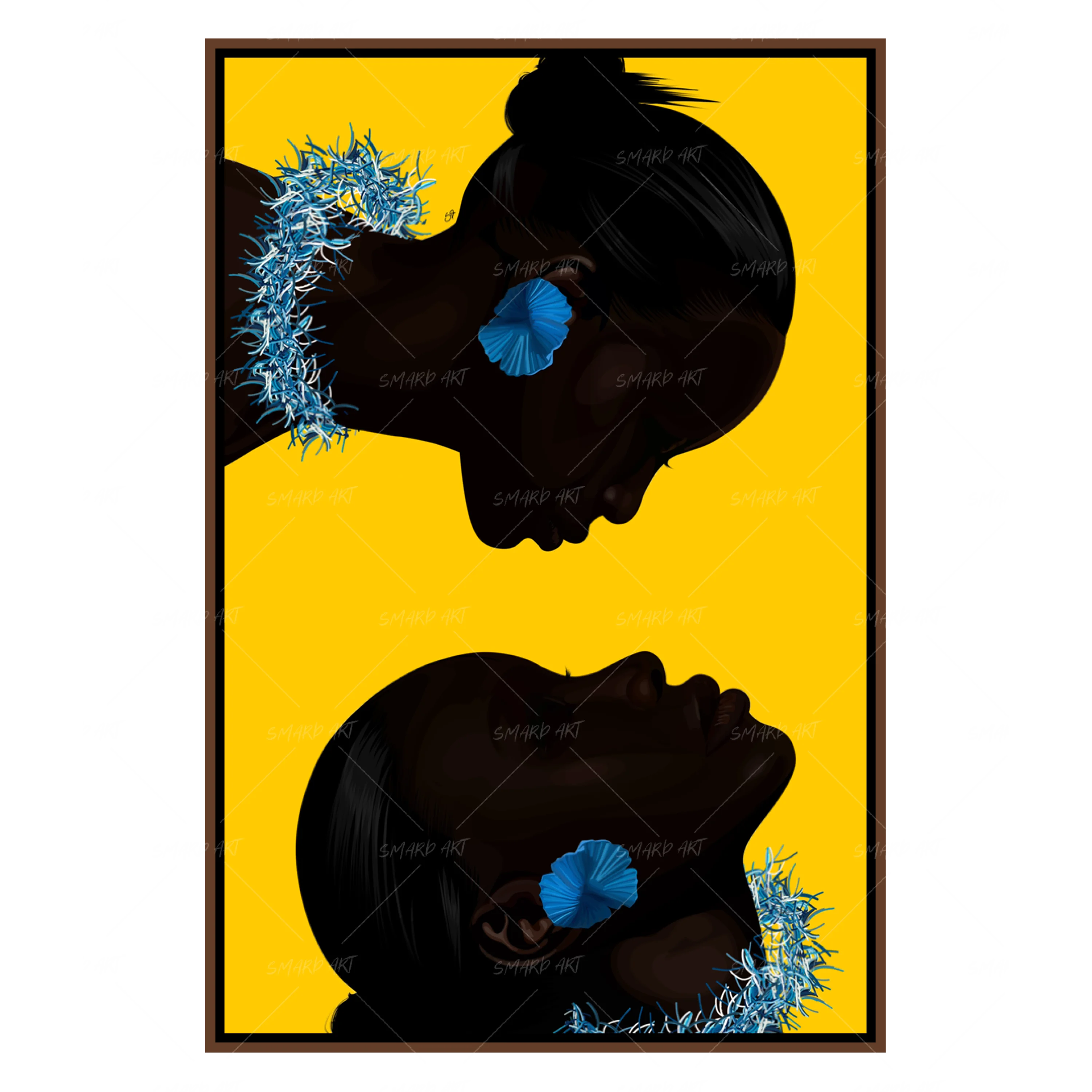 Her Reflection-wall art print featuring decorative artistic design suitable for living rooms, offices, and schools by SmardArt. Elevate your space with Black wall art that speaks to culture, identity, and creativity. At Smard, we celebrate artistry made with melanin, bringing powerful and inspiring designs to life.