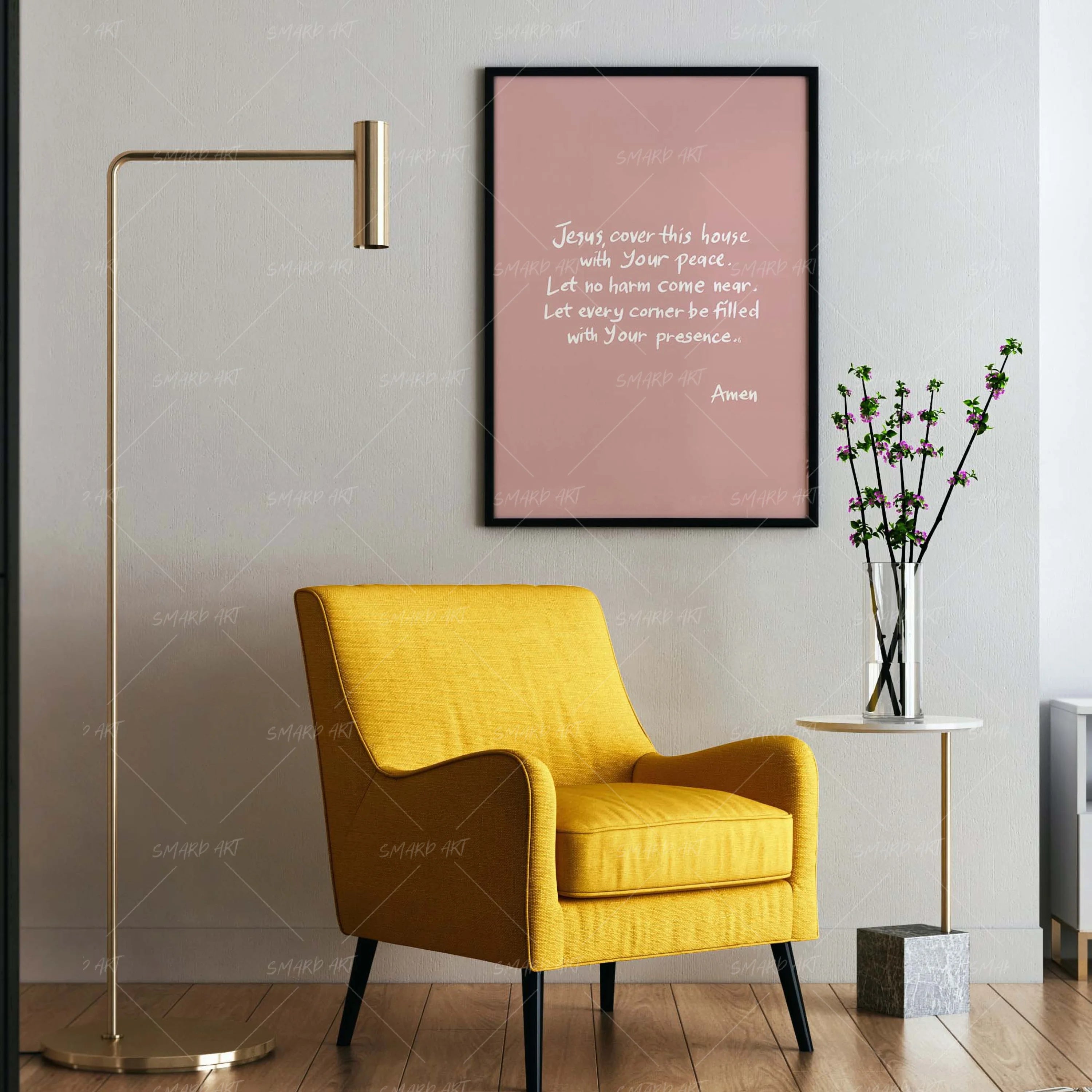 Home Protection Prayer-wall art print featuring decorative artistic design suitable for living rooms, offices, and schools by SmardArt. Elevate your space with Black wall art that speaks to culture, identity, and creativity. At Smard, we celebrate artistry made with melanin, bringing powerful and inspiring designs to life.