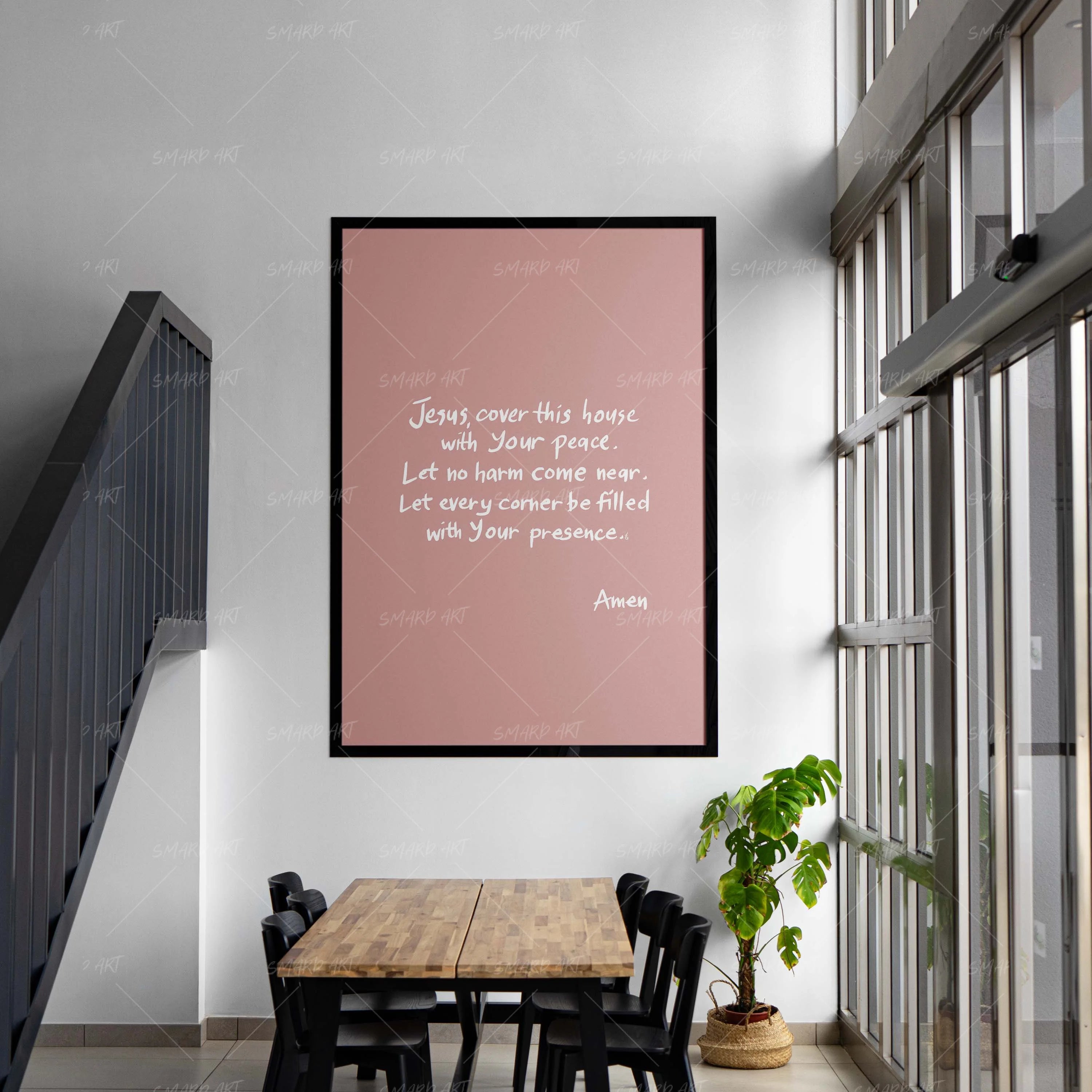 Home Protection Prayer-wall art print featuring decorative artistic design suitable for living rooms, offices, and schools by SmardArt. Elevate your space with Black wall art that speaks to culture, identity, and creativity. At Smard, we celebrate artistry made with melanin, bringing powerful and inspiring designs to life.