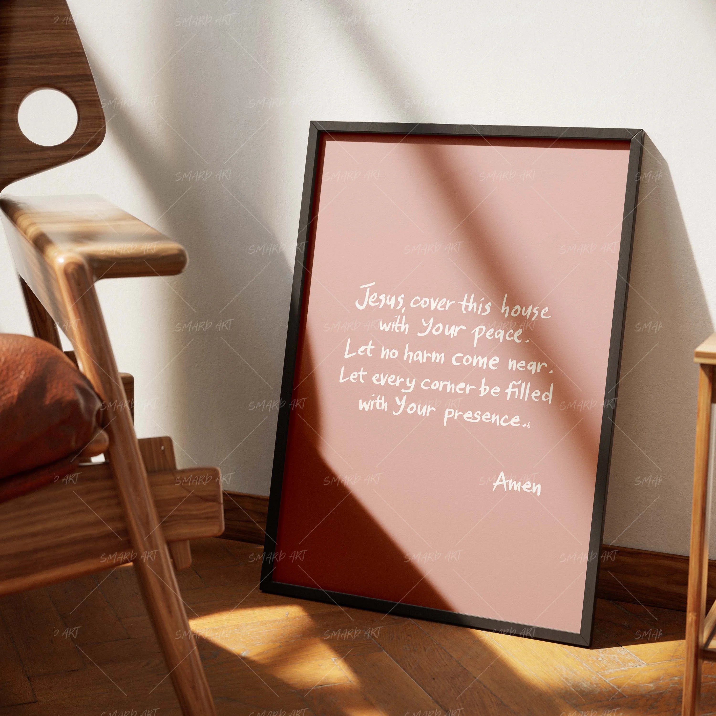 Home Protection Prayer-wall art print featuring decorative artistic design suitable for living rooms, offices, and schools by SmardArt. Elevate your space with Black wall art that speaks to culture, identity, and creativity. At Smard, we celebrate artistry made with melanin, bringing powerful and inspiring designs to life.