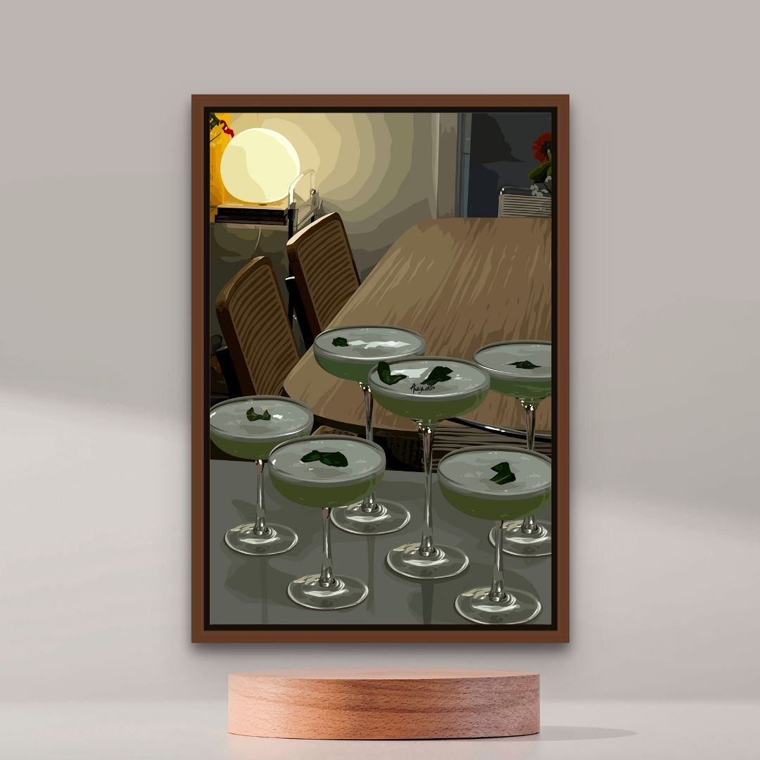 Cocktail night (Smard X Anaya)-wall art print featuring decorative artistic design suitable for living rooms, offices, and schools by SmardArt. Elevate your space with Black wall art that speaks to culture, identity, and creativity. At Smard, we celebrate artistry made with melanin, bringing powerful and inspiring designs to life.