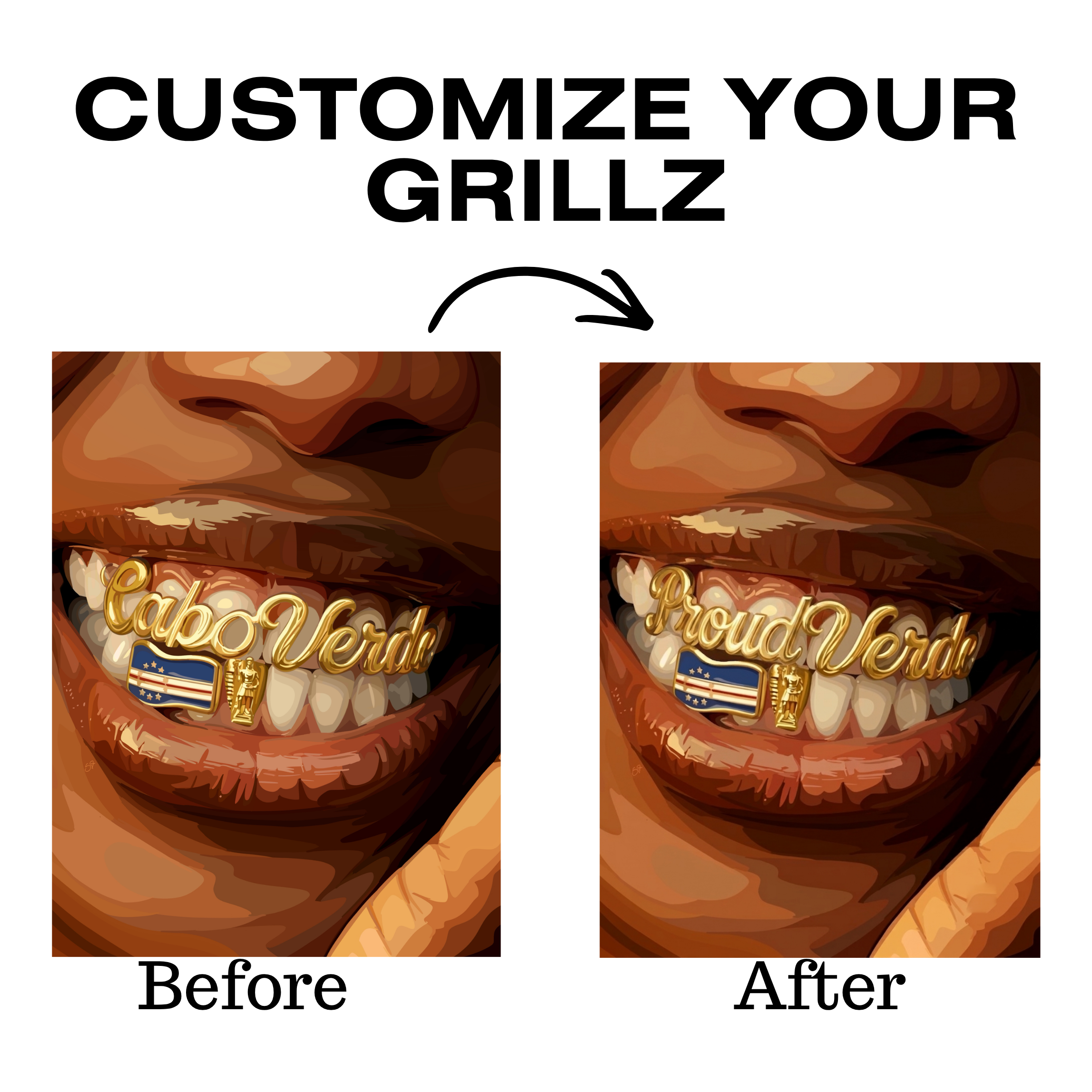 Rep Your Grillz Custom Wall Art-wall art print featuring decorative artistic design suitable for living rooms, offices, and schools by SmardArt. Elevate your space with Black wall art that speaks to culture, identity, and creativity. At Smard, we celebrate artistry made with melanin, bringing powerful and inspiring designs to life.