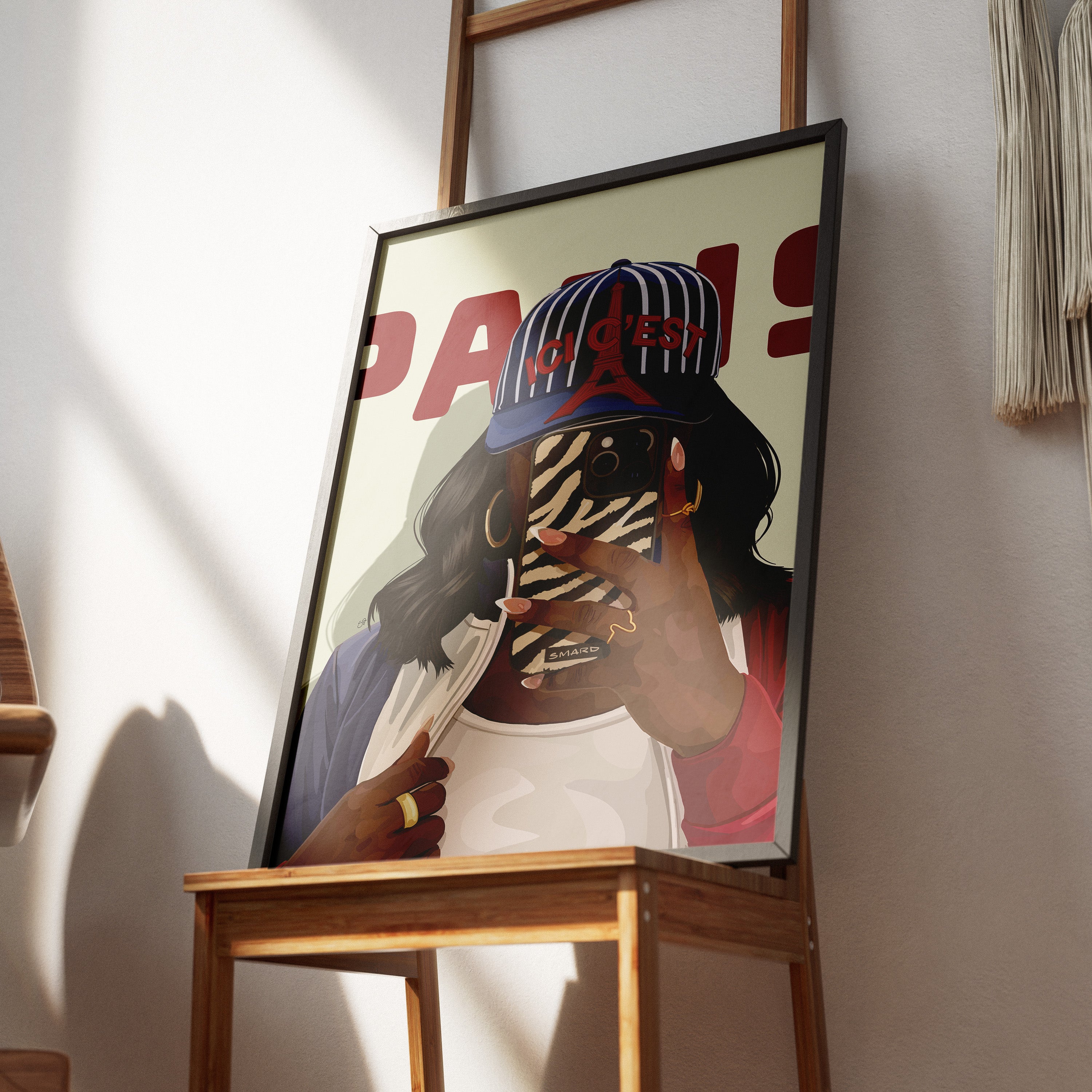 Ici C'est Paris-wall art print featuring decorative artistic design suitable for living rooms, offices, and schools by SmardArt. Elevate your space with Black wall art that speaks to culture, identity, and creativity. At Smard, we celebrate artistry made with melanin, bringing powerful and inspiring designs to life.