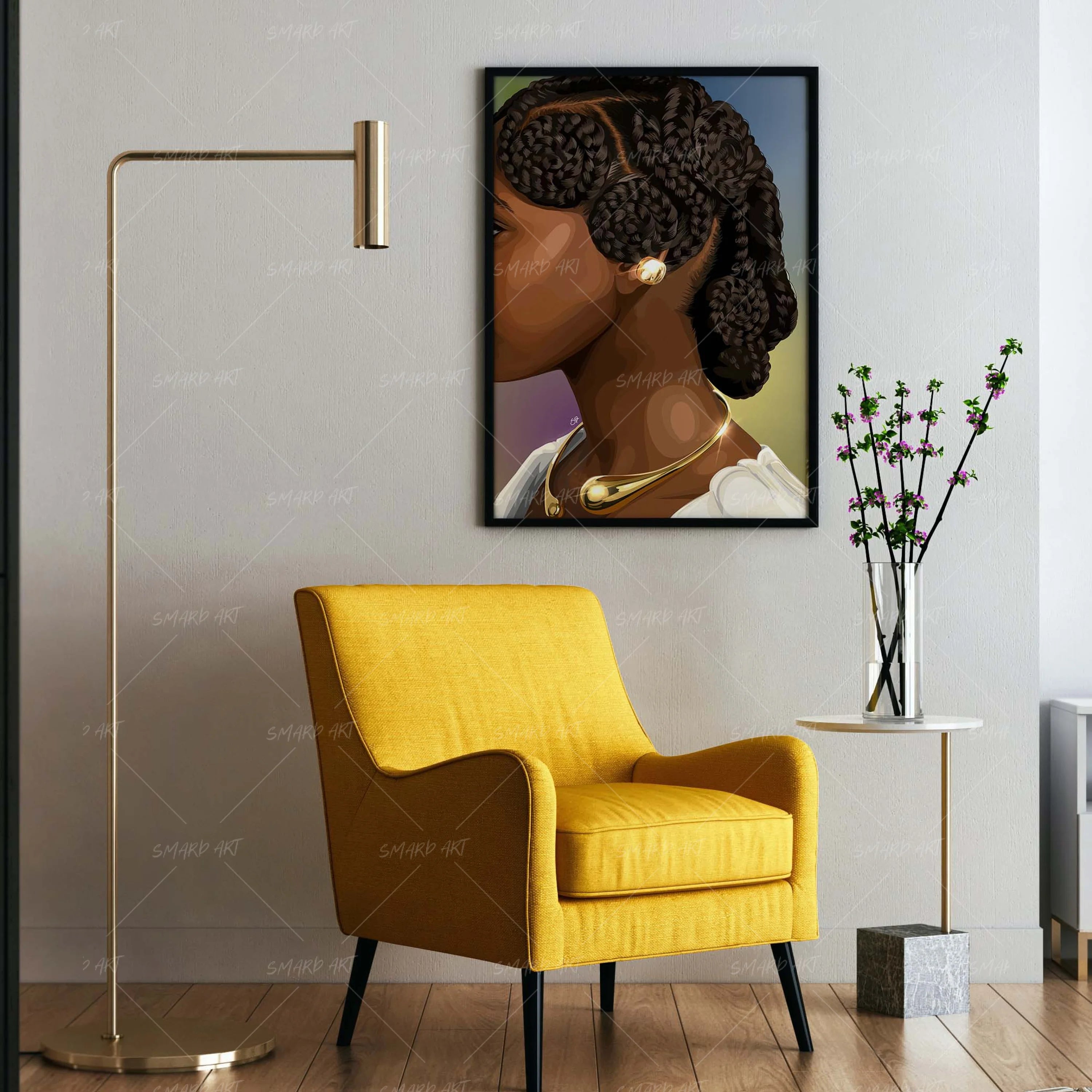 Intertwined-wall art print featuring decorative artistic design suitable for living rooms, offices, and schools by SmardArt. Elevate your space with Black wall art that speaks to culture, identity, and creativity. At Smard, we celebrate artistry made with melanin, bringing powerful and inspiring designs to life.