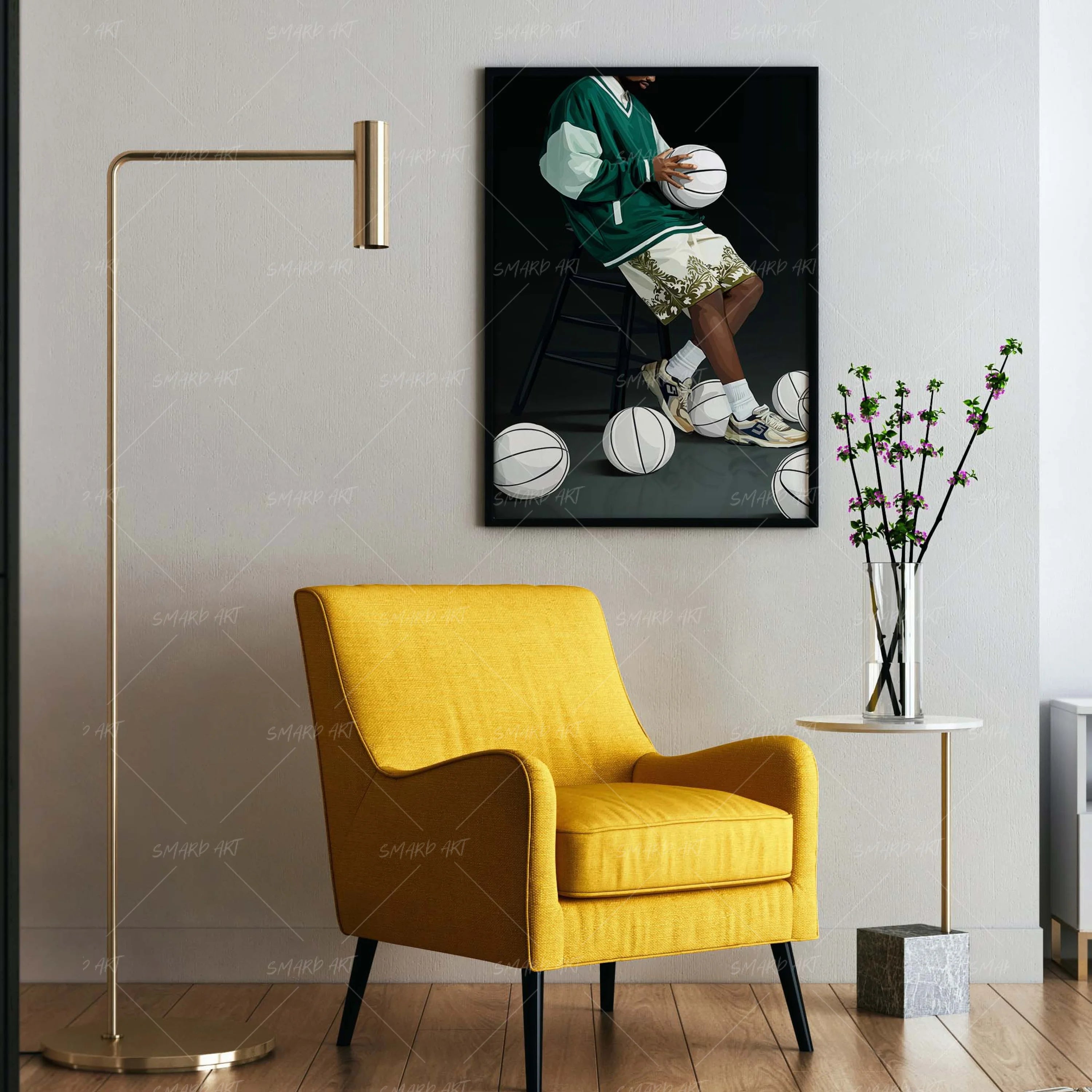 In His Court-wall art print featuring decorative artistic design suitable for living rooms, offices, and schools by SmardArt. Elevate your space with Black wall art that speaks to culture, identity, and creativity. At Smard, we celebrate artistry made with melanin, bringing powerful and inspiring designs to life.