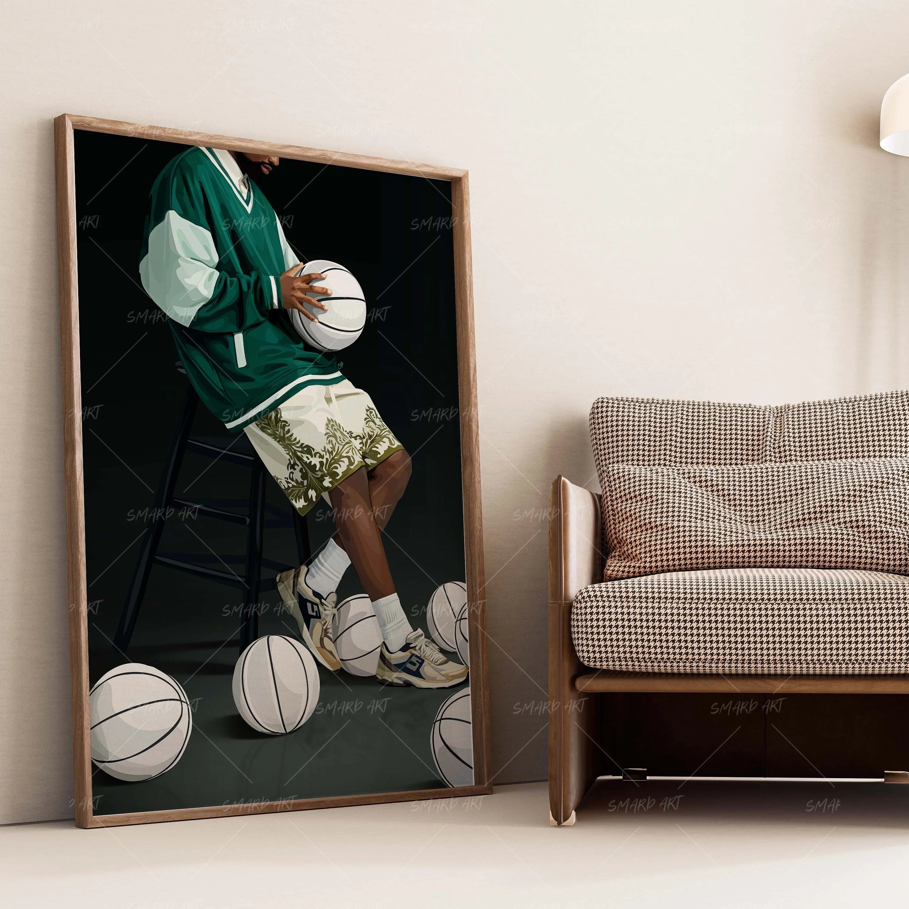 In His Court-wall art print featuring decorative artistic design suitable for living rooms, offices, and schools by SmardArt. Elevate your space with Black wall art that speaks to culture, identity, and creativity. At Smard, we celebrate artistry made with melanin, bringing powerful and inspiring designs to life.