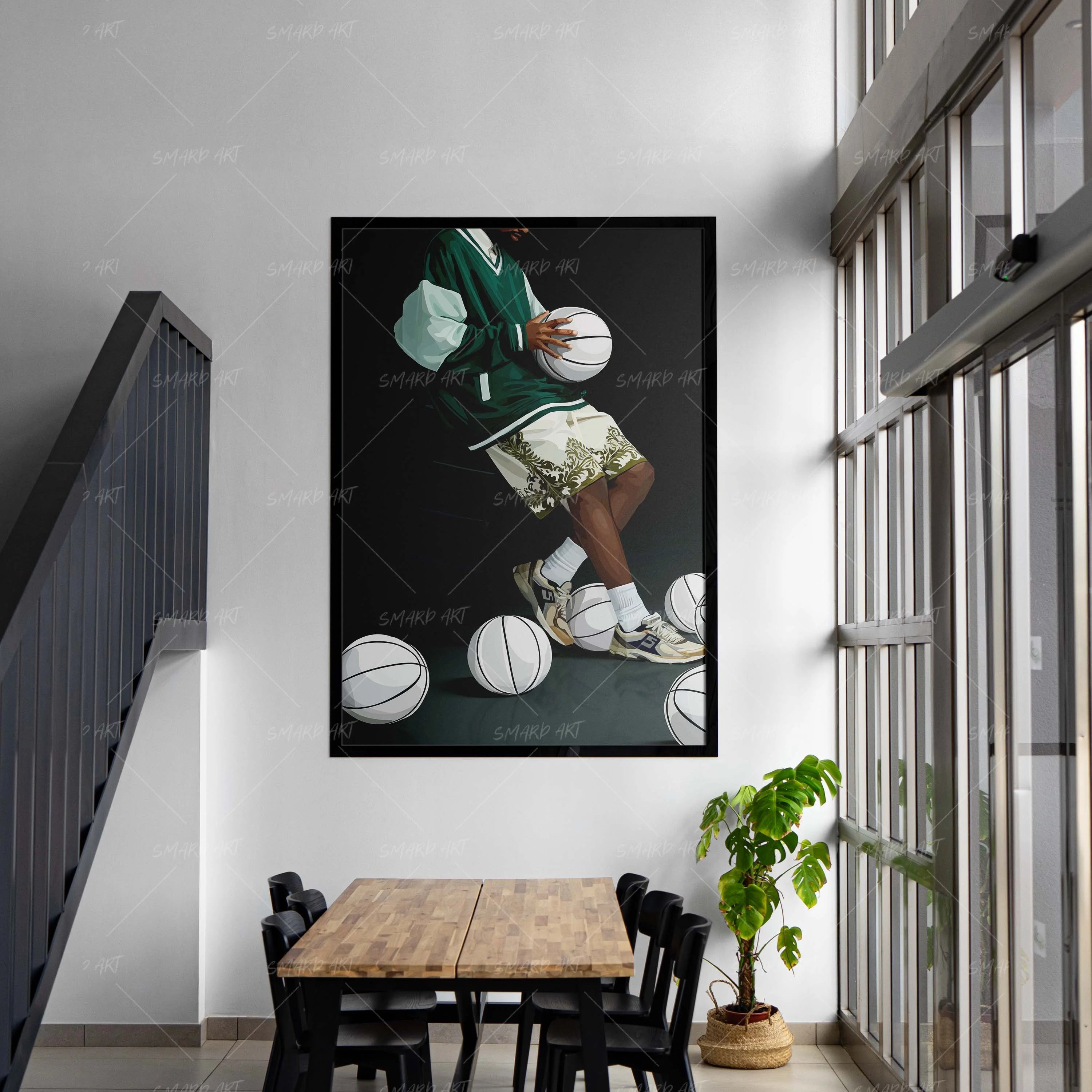 In His Court-wall art print featuring decorative artistic design suitable for living rooms, offices, and schools by SmardArt. Elevate your space with Black wall art that speaks to culture, identity, and creativity. At Smard, we celebrate artistry made with melanin, bringing powerful and inspiring designs to life.