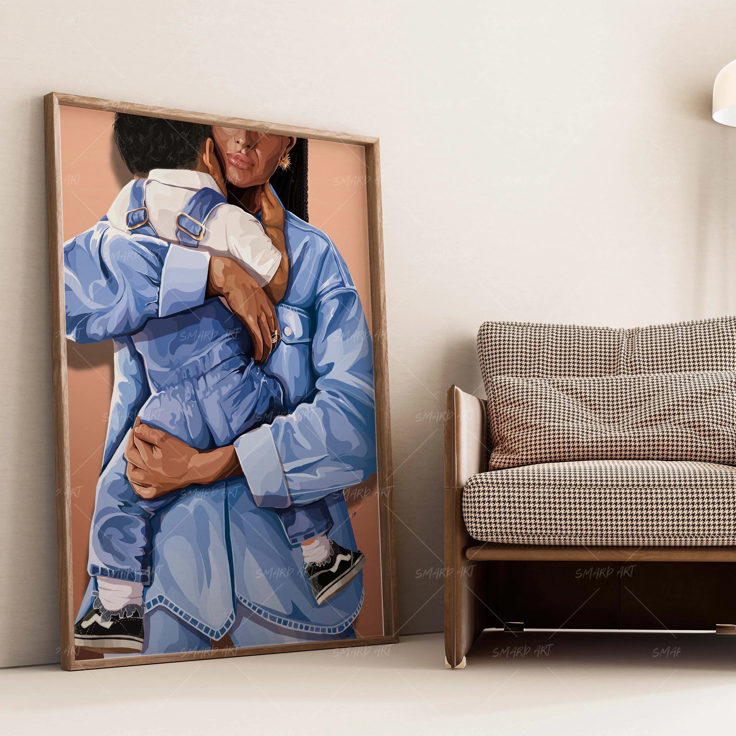 In My Arms-wall art print featuring decorative artistic design suitable for living rooms, offices, and schools by SmardArt. Elevate your space with Black wall art that speaks to culture, identity, and creativity. At Smard, we celebrate artistry made with melanin, bringing powerful and inspiring designs to life.