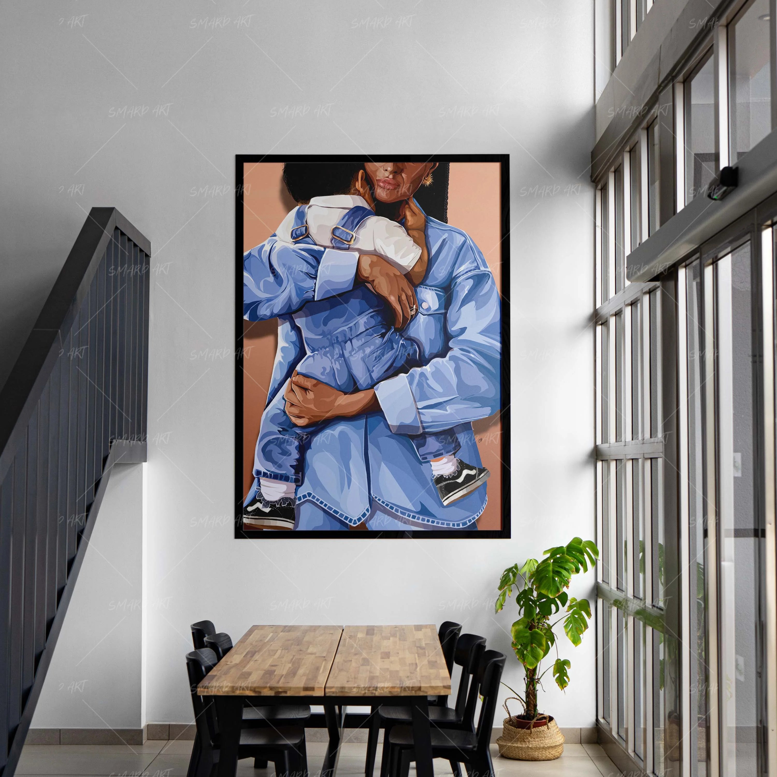 In My Arms-wall art print featuring decorative artistic design suitable for living rooms, offices, and schools by SmardArt. Elevate your space with Black wall art that speaks to culture, identity, and creativity. At Smard, we celebrate artistry made with melanin, bringing powerful and inspiring designs to life.