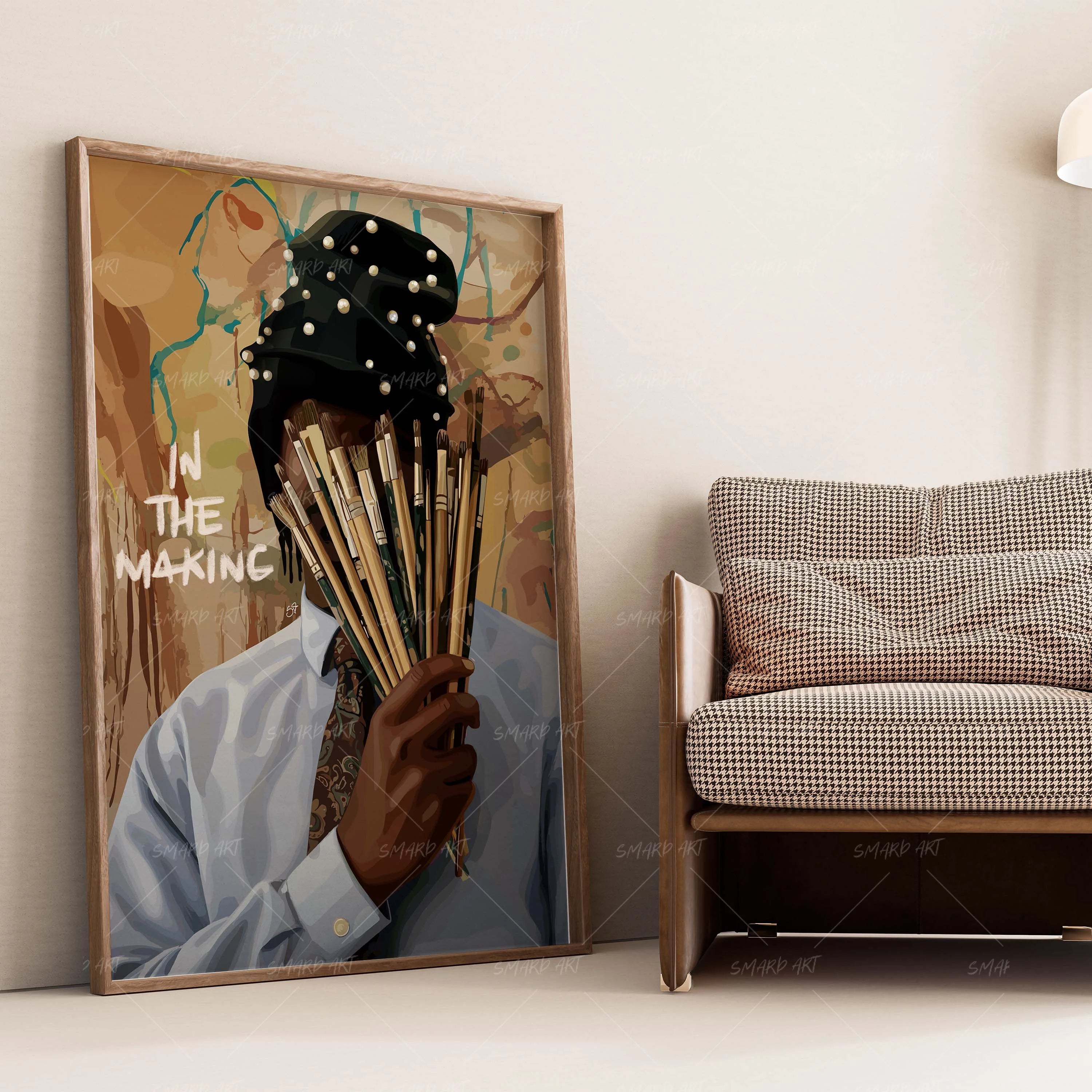 In The Making-wall art print featuring decorative artistic design suitable for living rooms, offices, and schools by SmardArt. Elevate your space with Black wall art that speaks to culture, identity, and creativity. At Smard, we celebrate artistry made with melanin, bringing powerful and inspiring designs to life.