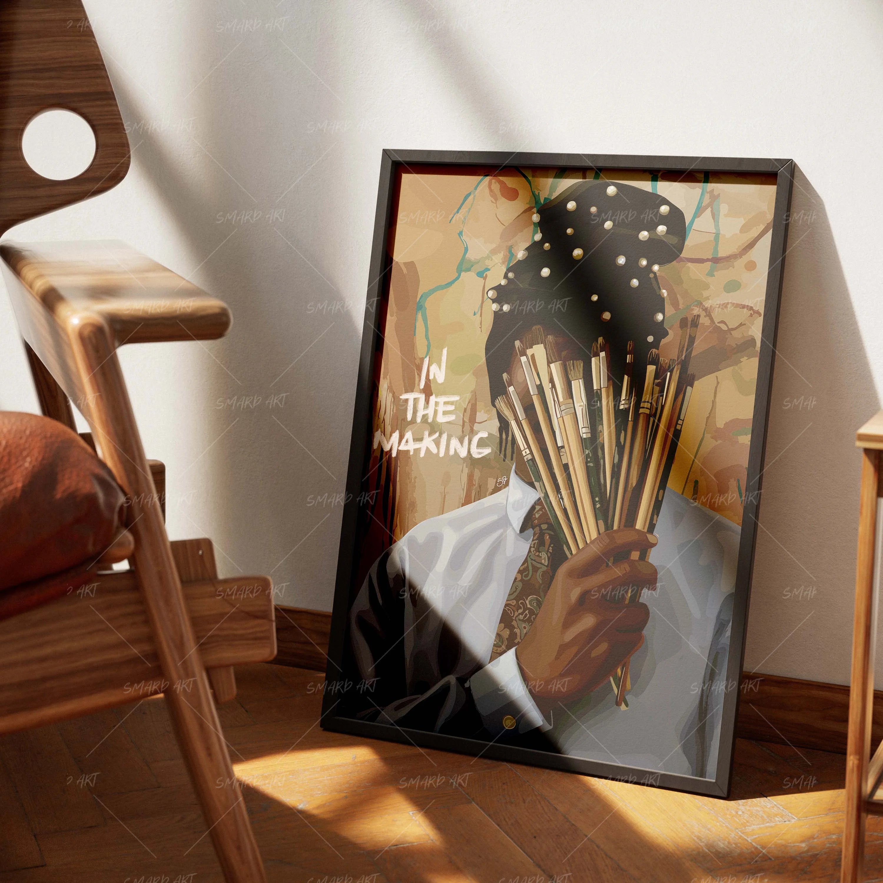 In The Making-wall art print featuring decorative artistic design suitable for living rooms, offices, and schools by SmardArt. Elevate your space with Black wall art that speaks to culture, identity, and creativity. At Smard, we celebrate artistry made with melanin, bringing powerful and inspiring designs to life.