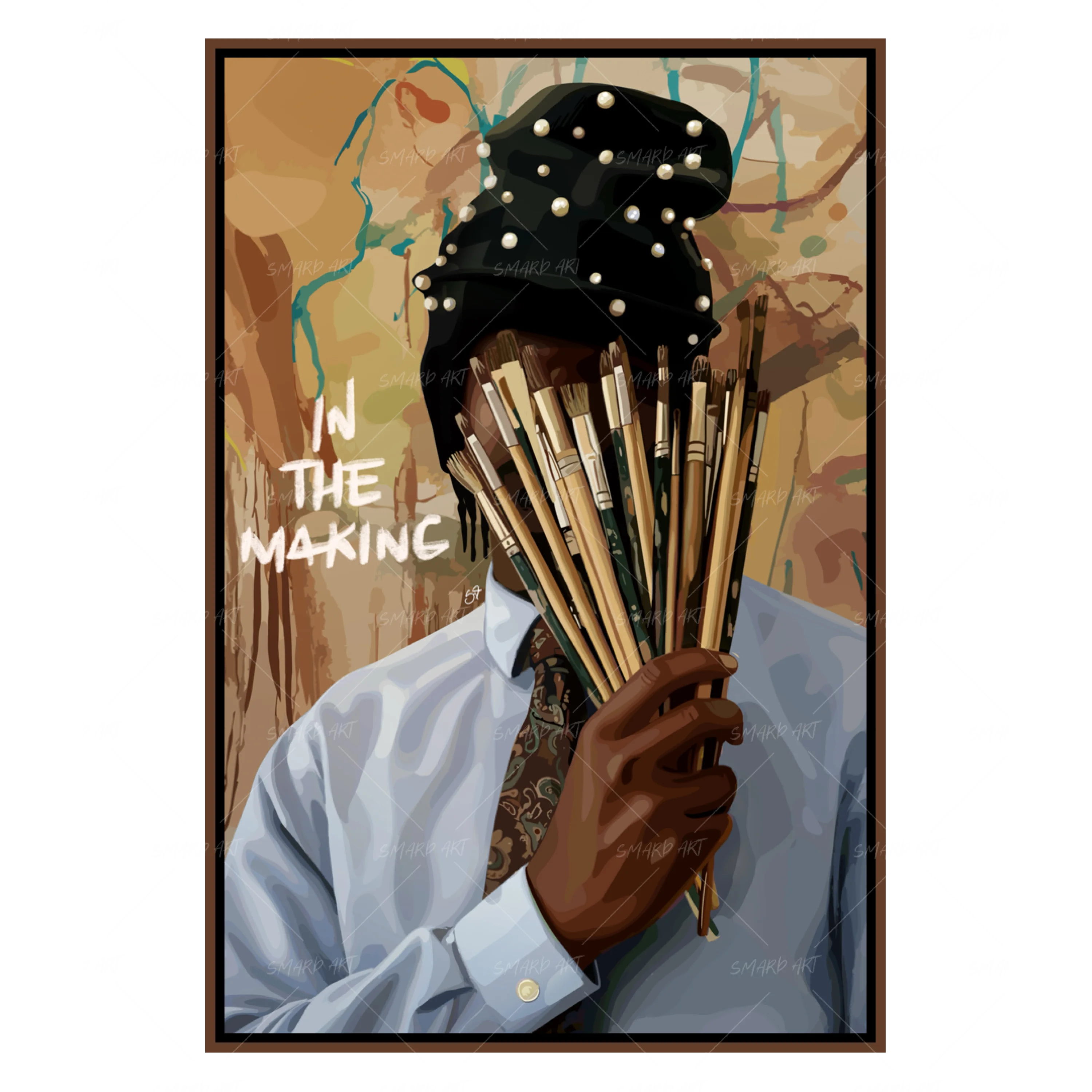 In The Making-wall art print featuring decorative artistic design suitable for living rooms, offices, and schools by SmardArt. Elevate your space with Black wall art that speaks to culture, identity, and creativity. At Smard, we celebrate artistry made with melanin, bringing powerful and inspiring designs to life.