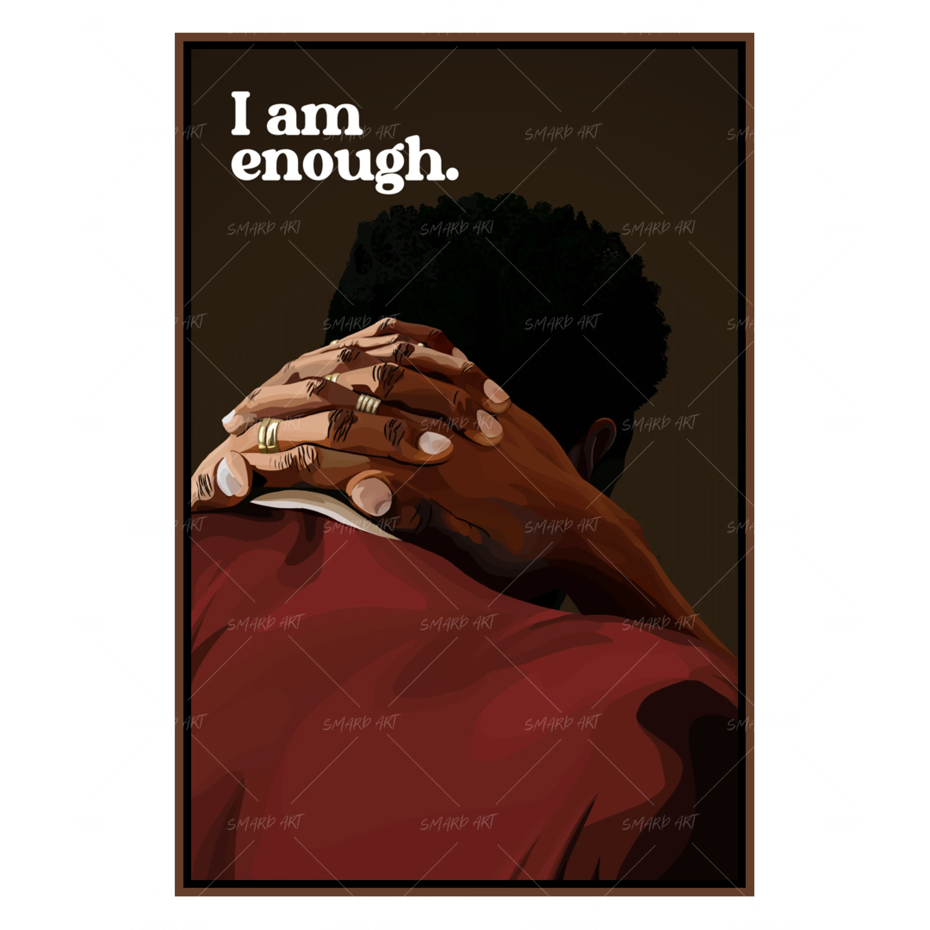 I Am Enough-wall art print featuring decorative artistic design suitable for living rooms, offices, and schools by SmardArt. Elevate your space with Black wall art that speaks to culture, identity, and creativity. At Smard, we celebrate artistry made with melanin, bringing powerful and inspiring designs to life.