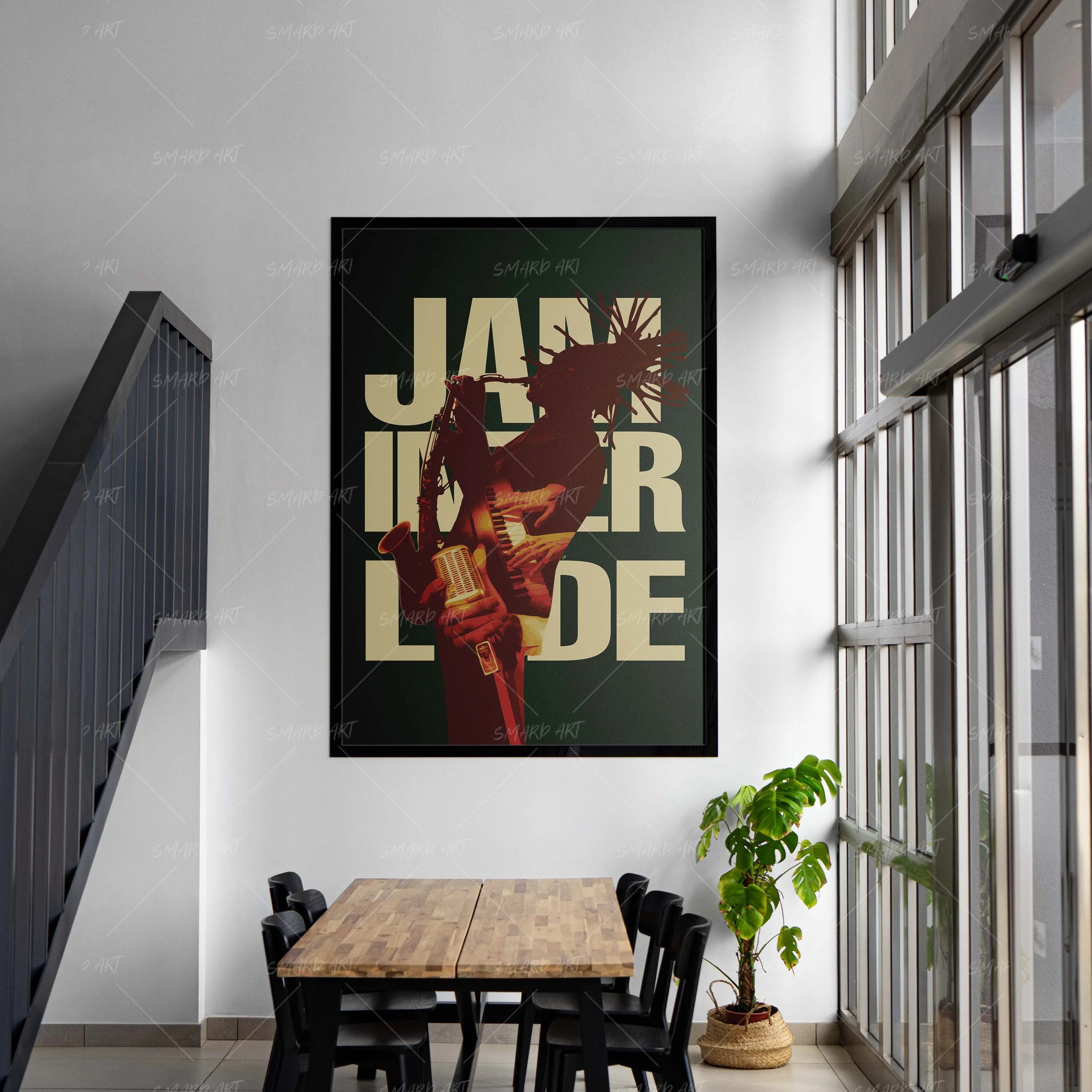 Jam Interlude-wall art print featuring decorative artistic design suitable for living rooms, offices, and schools by SmardArt. Elevate your space with Black wall art that speaks to culture, identity, and creativity. At Smard, we celebrate artistry made with melanin, bringing powerful and inspiring designs to life.
