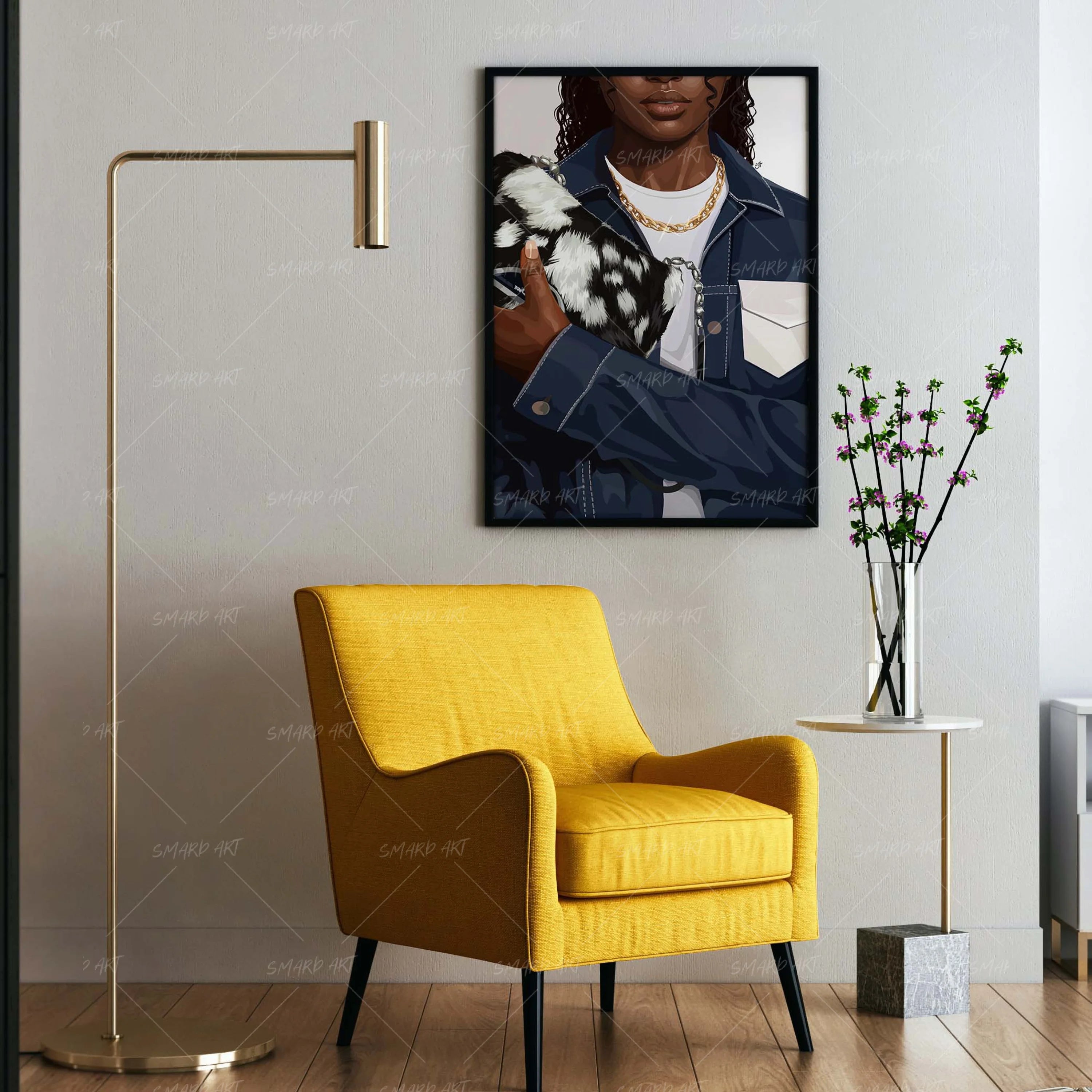 Jean Attitude-wall art print featuring decorative artistic design suitable for living rooms, offices, and schools by SmardArt. Elevate your space with Black wall art that speaks to culture, identity, and creativity. At Smard, we celebrate artistry made with melanin, bringing powerful and inspiring designs to life.