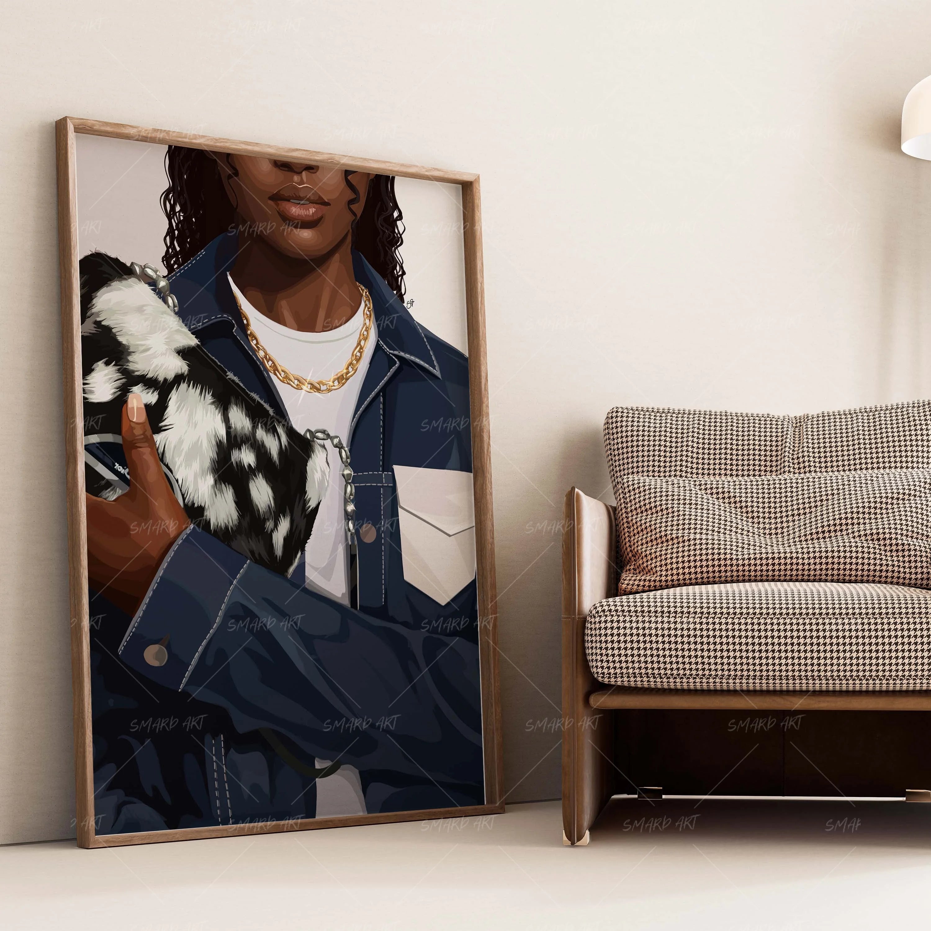 Jean Attitude-wall art print featuring decorative artistic design suitable for living rooms, offices, and schools by SmardArt. Elevate your space with Black wall art that speaks to culture, identity, and creativity. At Smard, we celebrate artistry made with melanin, bringing powerful and inspiring designs to life.