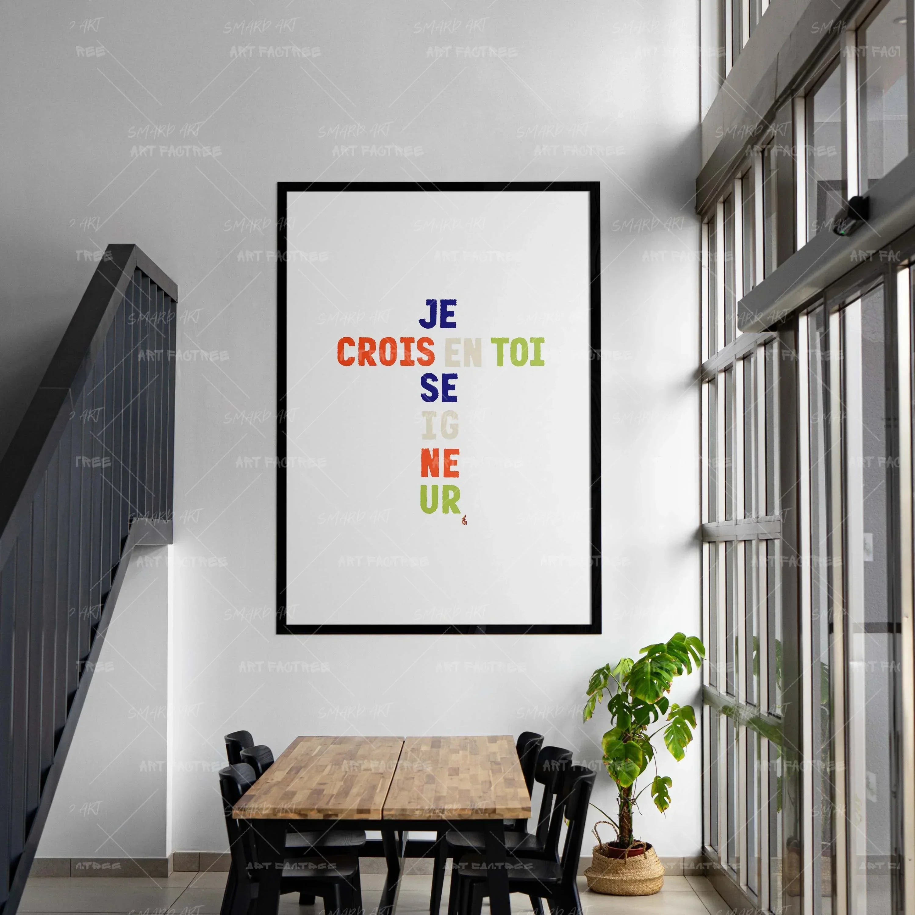 Je Crois En Toi-wall art print featuring decorative artistic design suitable for living rooms, offices, and schools by SmardArt. Elevate your space with Black wall art that speaks to culture, identity, and creativity. At Smard, we celebrate artistry made with melanin, bringing powerful and inspiring designs to life.