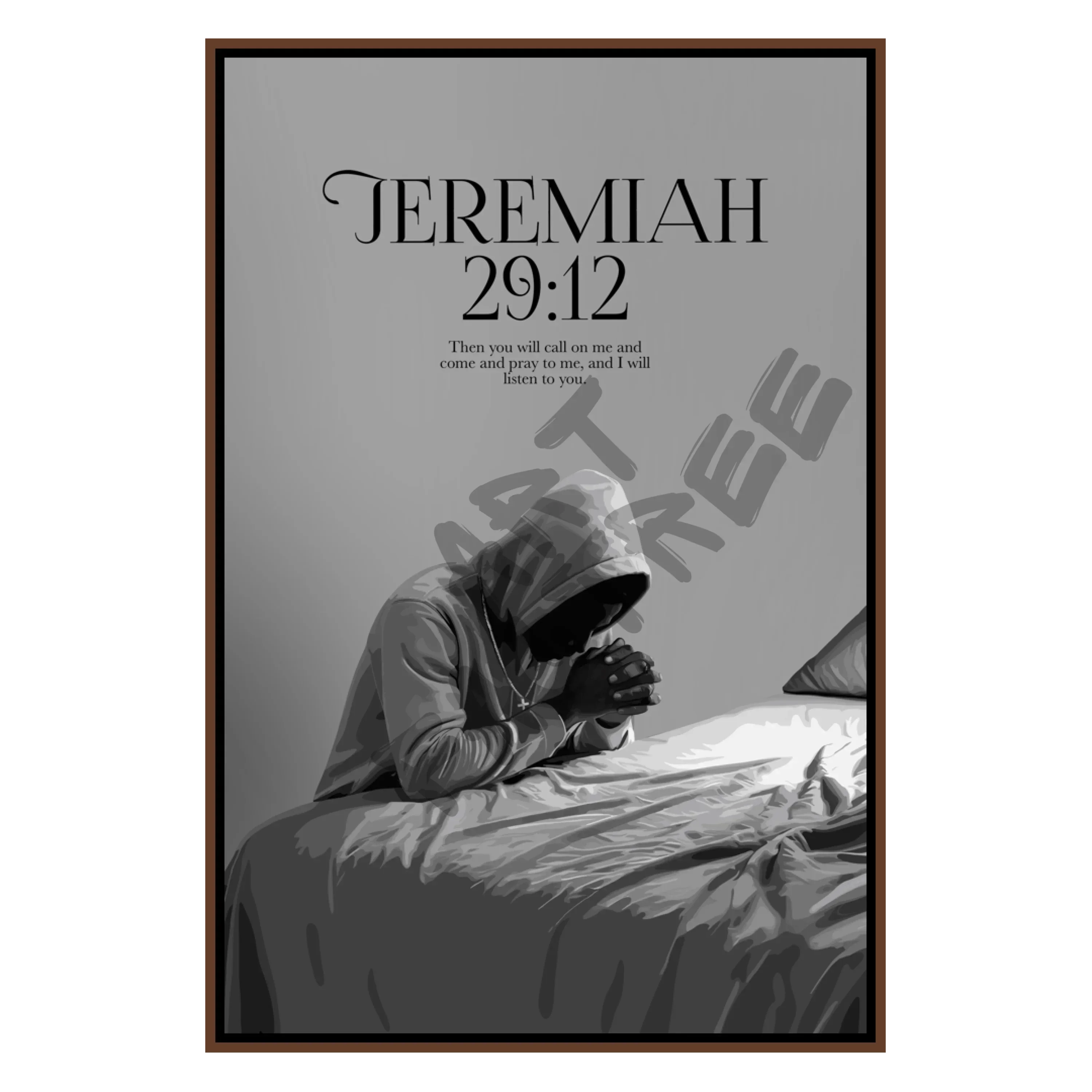 Jeremiah 29:12-wall art print featuring decorative artistic design suitable for living rooms, offices, and schools by SmardArt. Elevate your space with Black wall art that speaks to culture, identity, and creativity. At Smard, we celebrate artistry made with melanin, bringing powerful and inspiring designs to life.