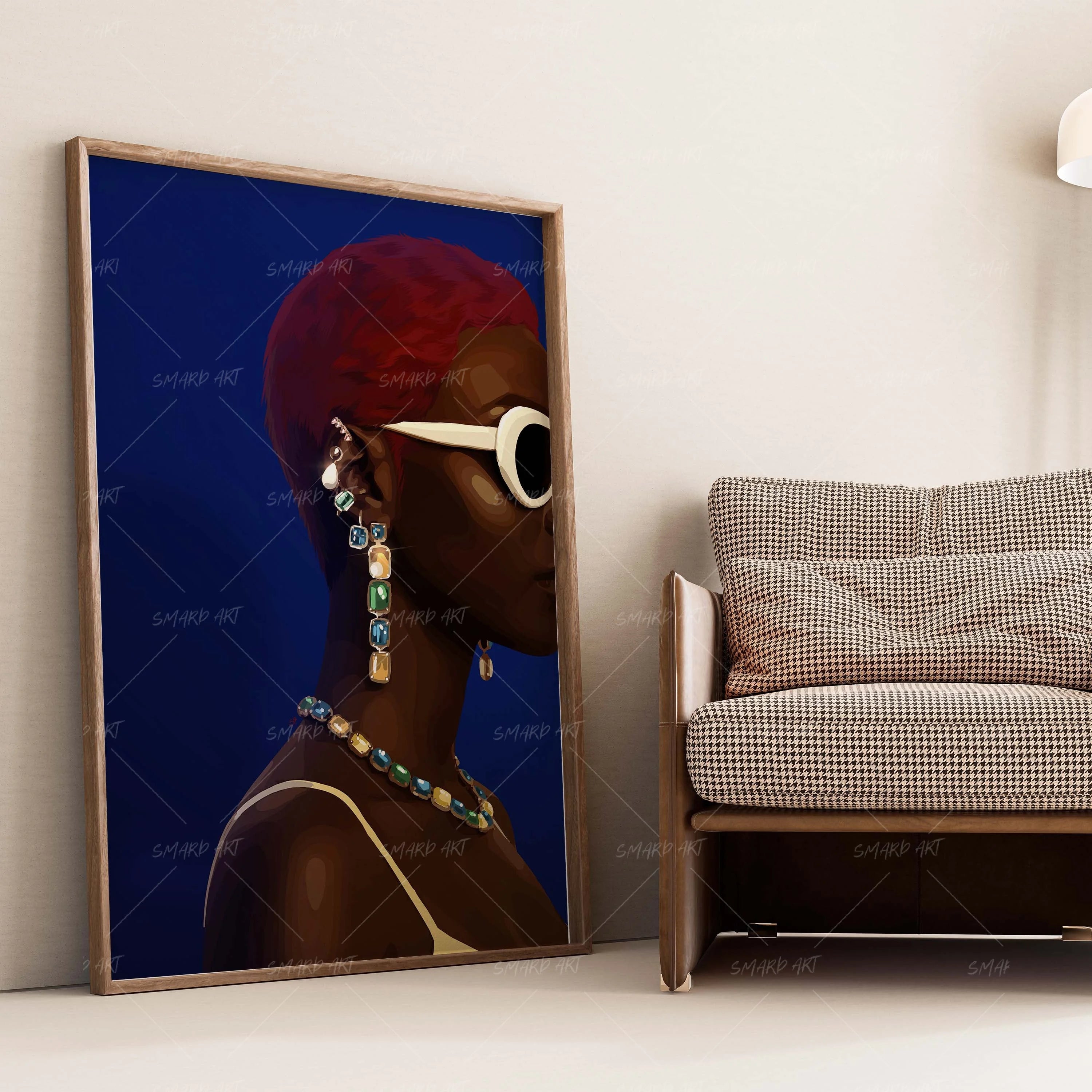 Jewelry Rebel-wall art print featuring decorative artistic design suitable for living rooms, offices, and schools by SmardArt. Elevate your space with Black wall art that speaks to culture, identity, and creativity. At Smard, we celebrate artistry made with melanin, bringing powerful and inspiring designs to life.
