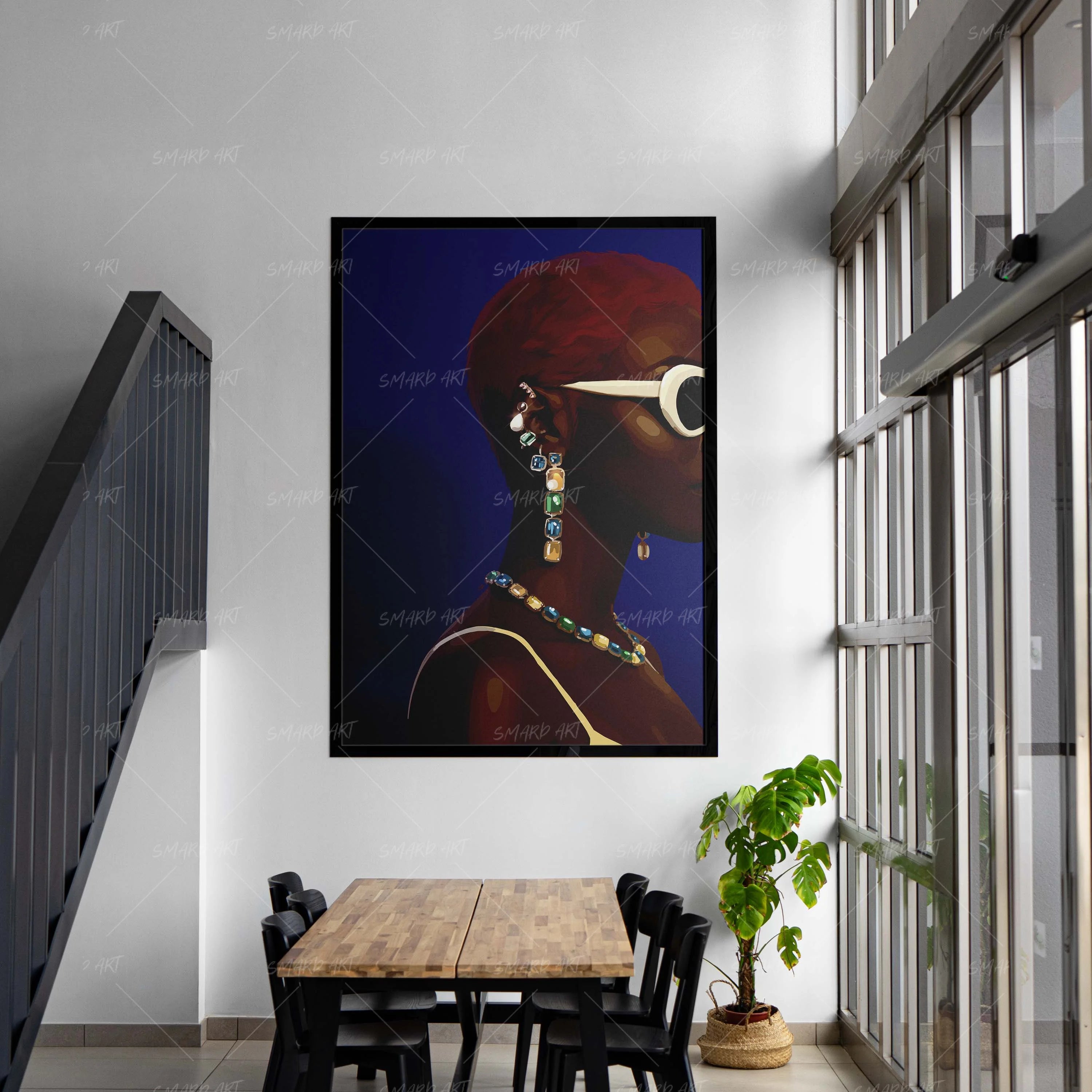 Jewelry Rebel-wall art print featuring decorative artistic design suitable for living rooms, offices, and schools by SmardArt. Elevate your space with Black wall art that speaks to culture, identity, and creativity. At Smard, we celebrate artistry made with melanin, bringing powerful and inspiring designs to life.
