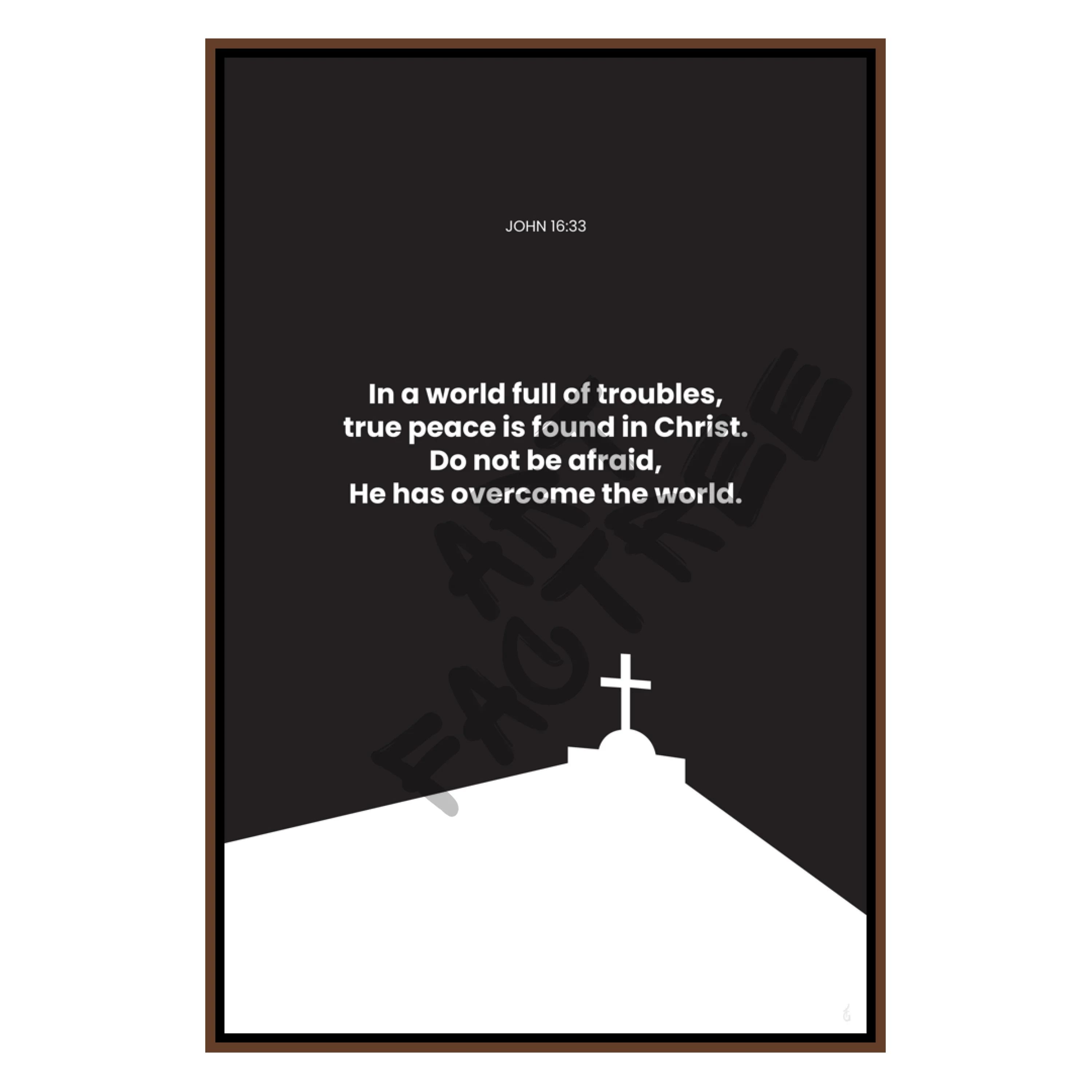 John 16:33-wall art print featuring decorative artistic design suitable for living rooms, offices, and schools by SmardArt. Elevate your space with Black wall art that speaks to culture, identity, and creativity. At Smard, we celebrate artistry made with melanin, bringing powerful and inspiring designs to life.
