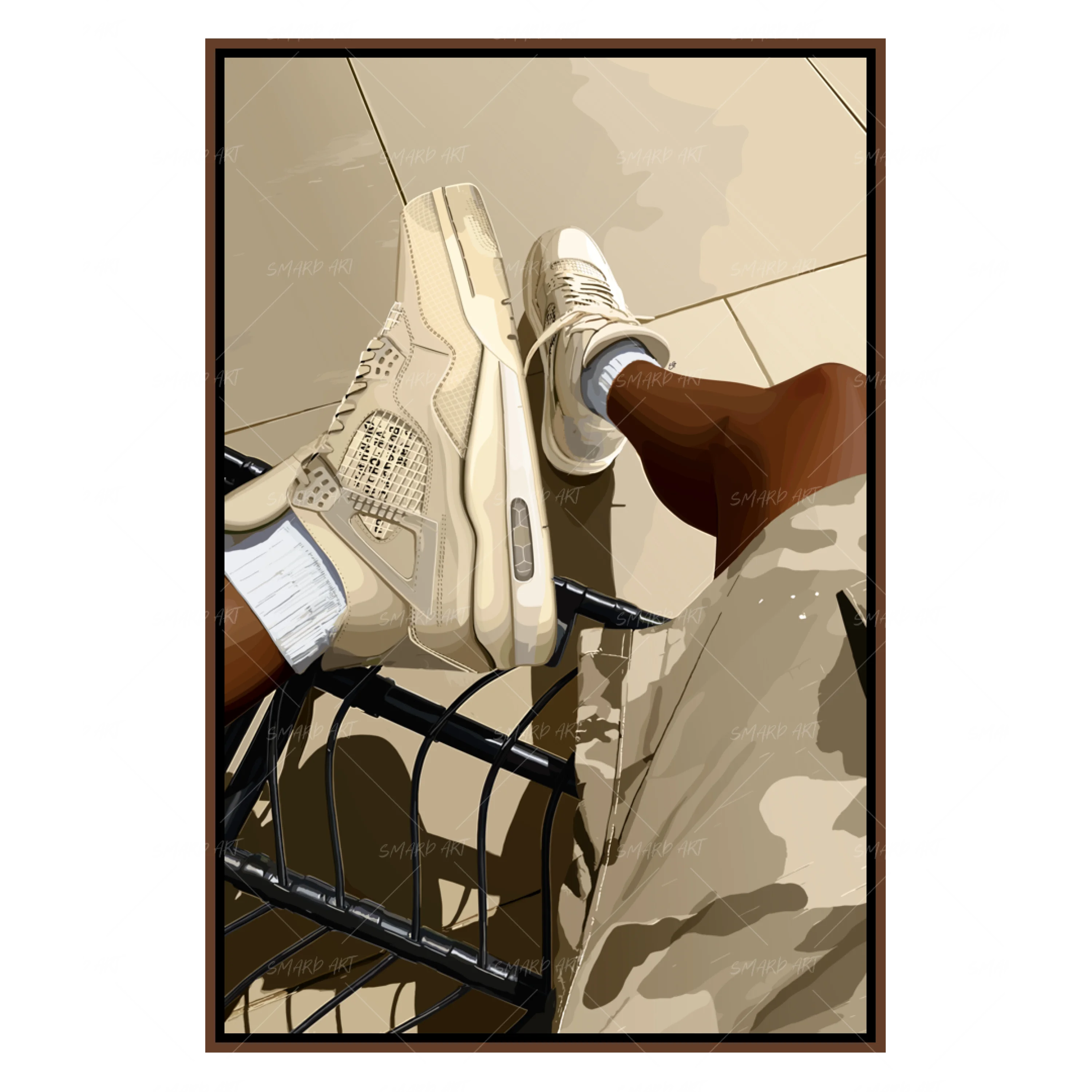 Jordan 4-wall art print featuring decorative artistic design suitable for living rooms, offices, and schools by SmardArt. Elevate your space with Black wall art that speaks to culture, identity, and creativity. At Smard, we celebrate artistry made with melanin, bringing powerful and inspiring designs to life.