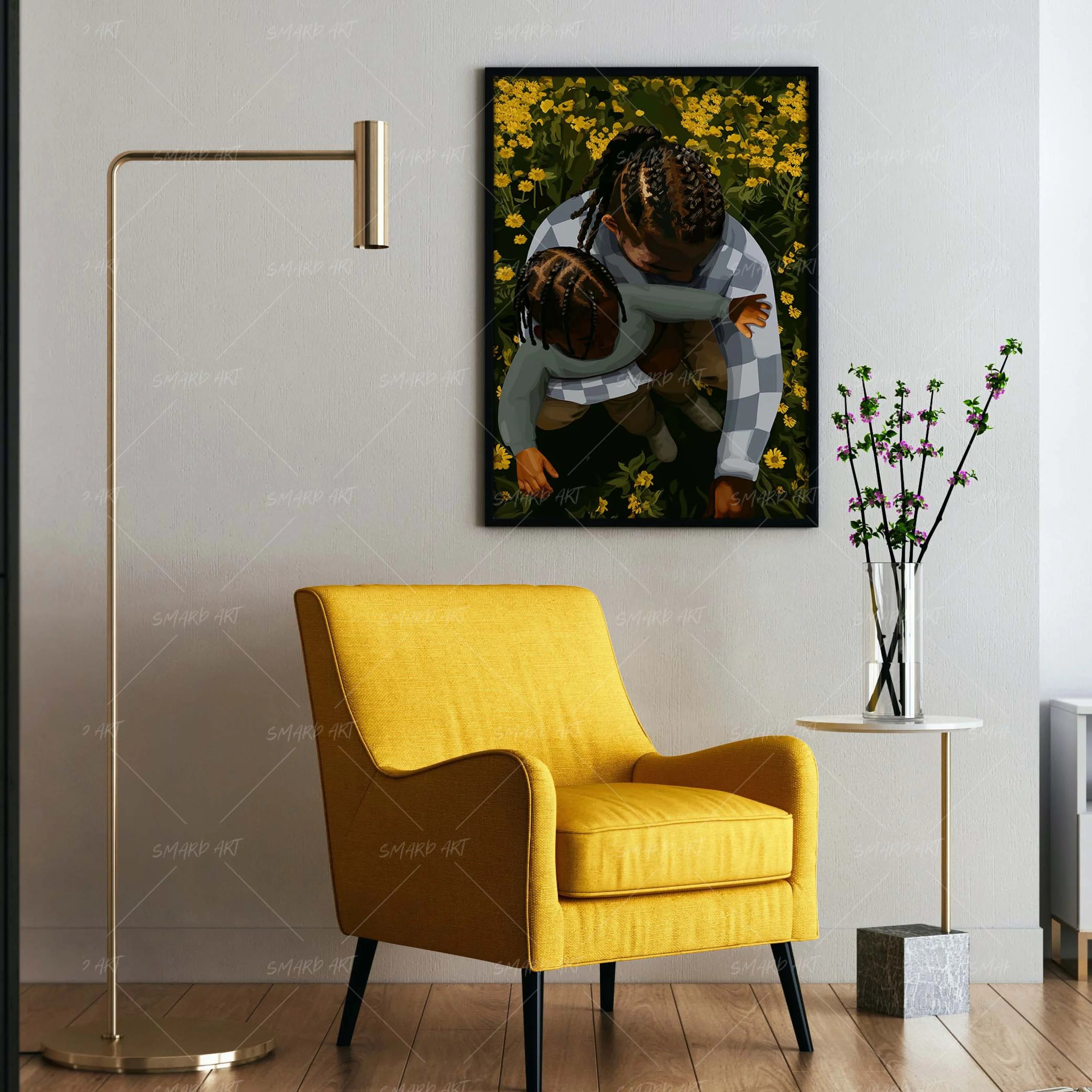 Just Us-wall art print featuring decorative artistic design suitable for living rooms, offices, and schools by SmardArt. Elevate your space with Black wall art that speaks to culture, identity, and creativity. At Smard, we celebrate artistry made with melanin, bringing powerful and inspiring designs to life.