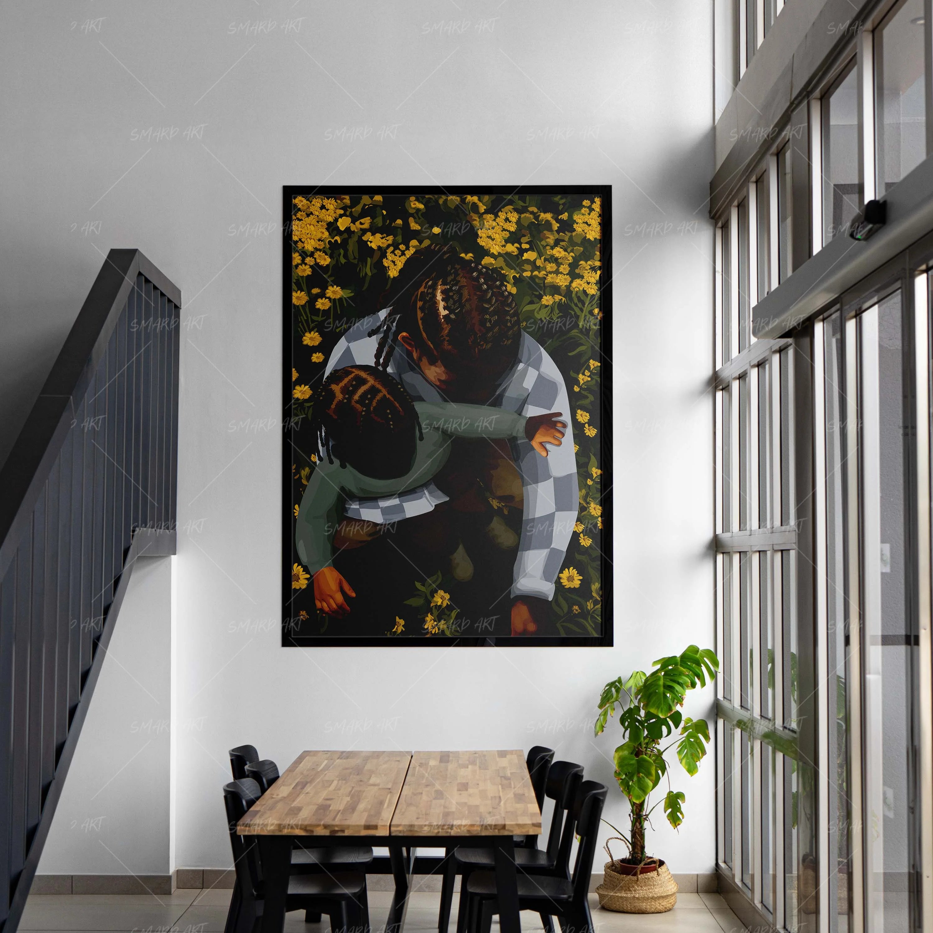 Just Us-wall art print featuring decorative artistic design suitable for living rooms, offices, and schools by SmardArt. Elevate your space with Black wall art that speaks to culture, identity, and creativity. At Smard, we celebrate artistry made with melanin, bringing powerful and inspiring designs to life.