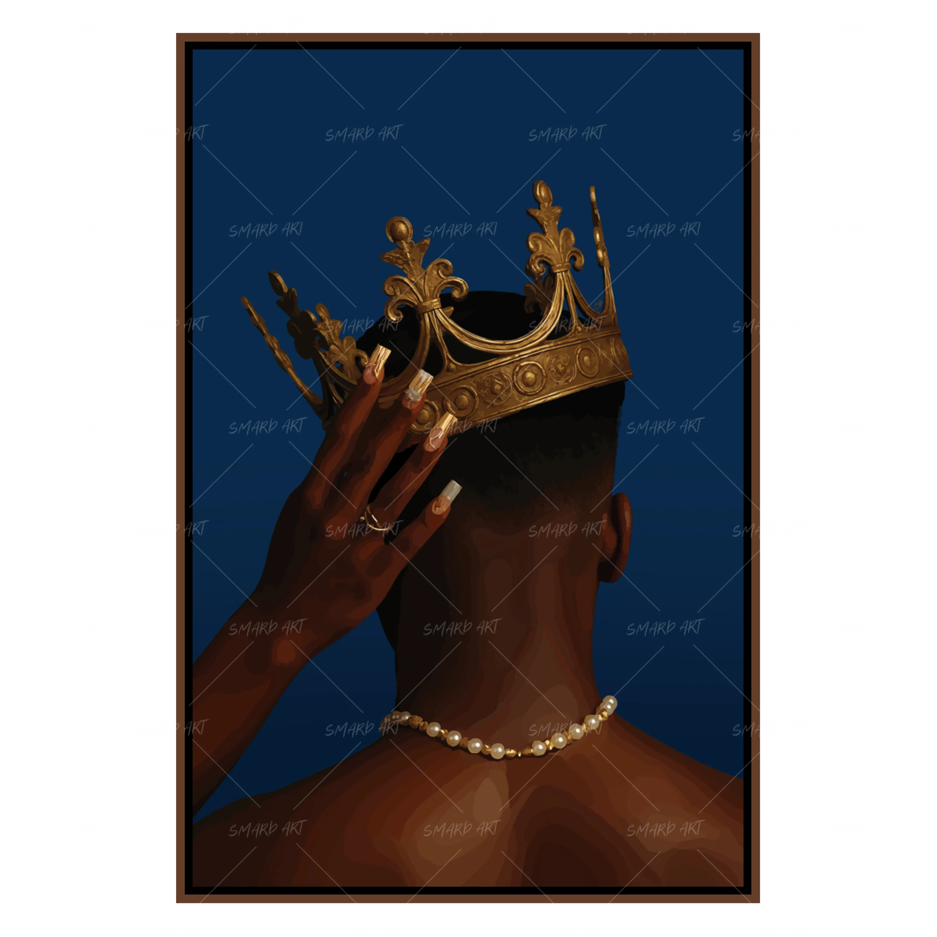 Kinged Up-wall art print featuring decorative artistic design suitable for living rooms, offices, and schools by SmardArt. Elevate your space with Black wall art that speaks to culture, identity, and creativity. At Smard, we celebrate artistry made with melanin, bringing powerful and inspiring designs to life.