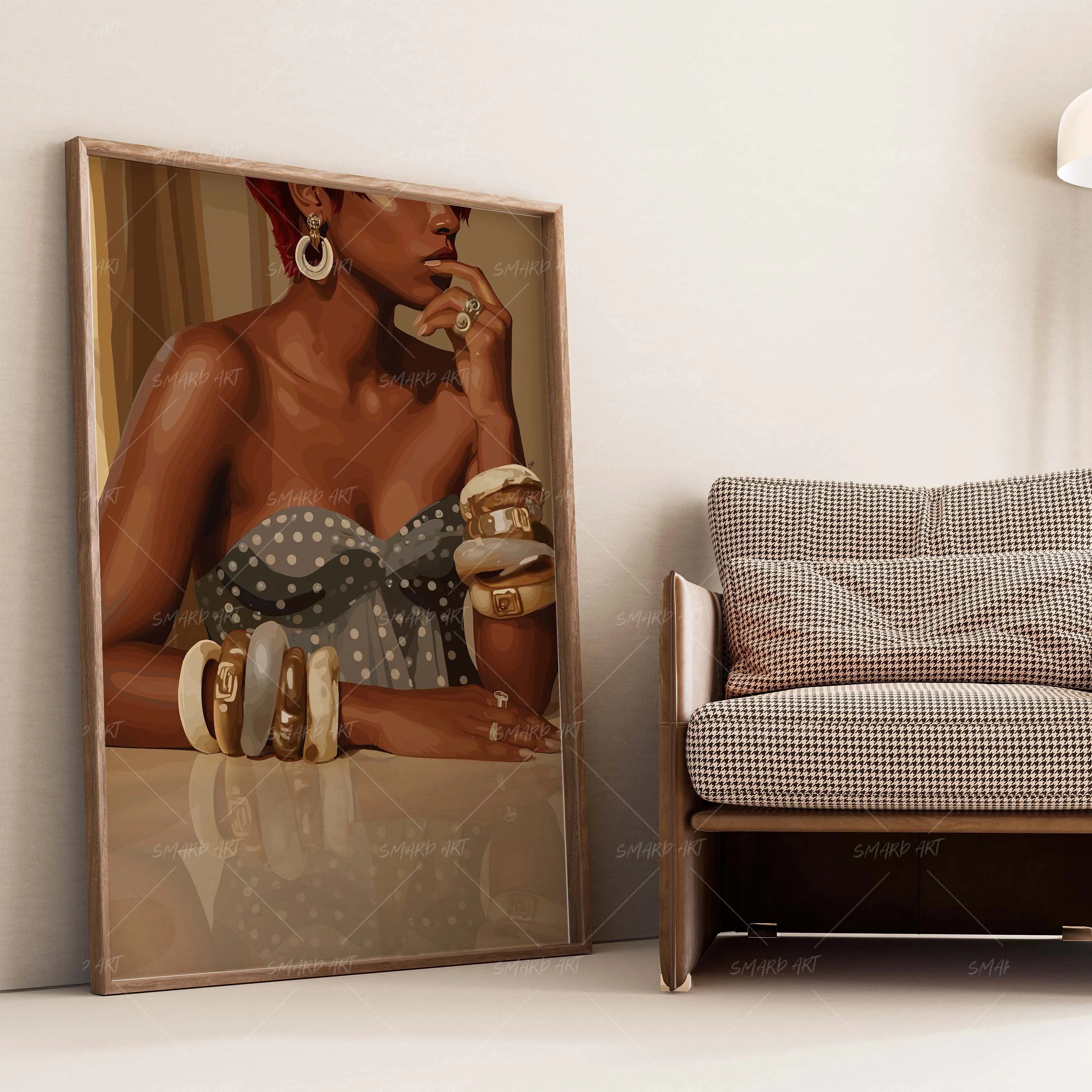 Laced Luxury-wall art print featuring decorative artistic design suitable for living rooms, offices, and schools by SmardArt. Elevate your space with Black wall art that speaks to culture, identity, and creativity. At Smard, we celebrate artistry made with melanin, bringing powerful and inspiring designs to life.