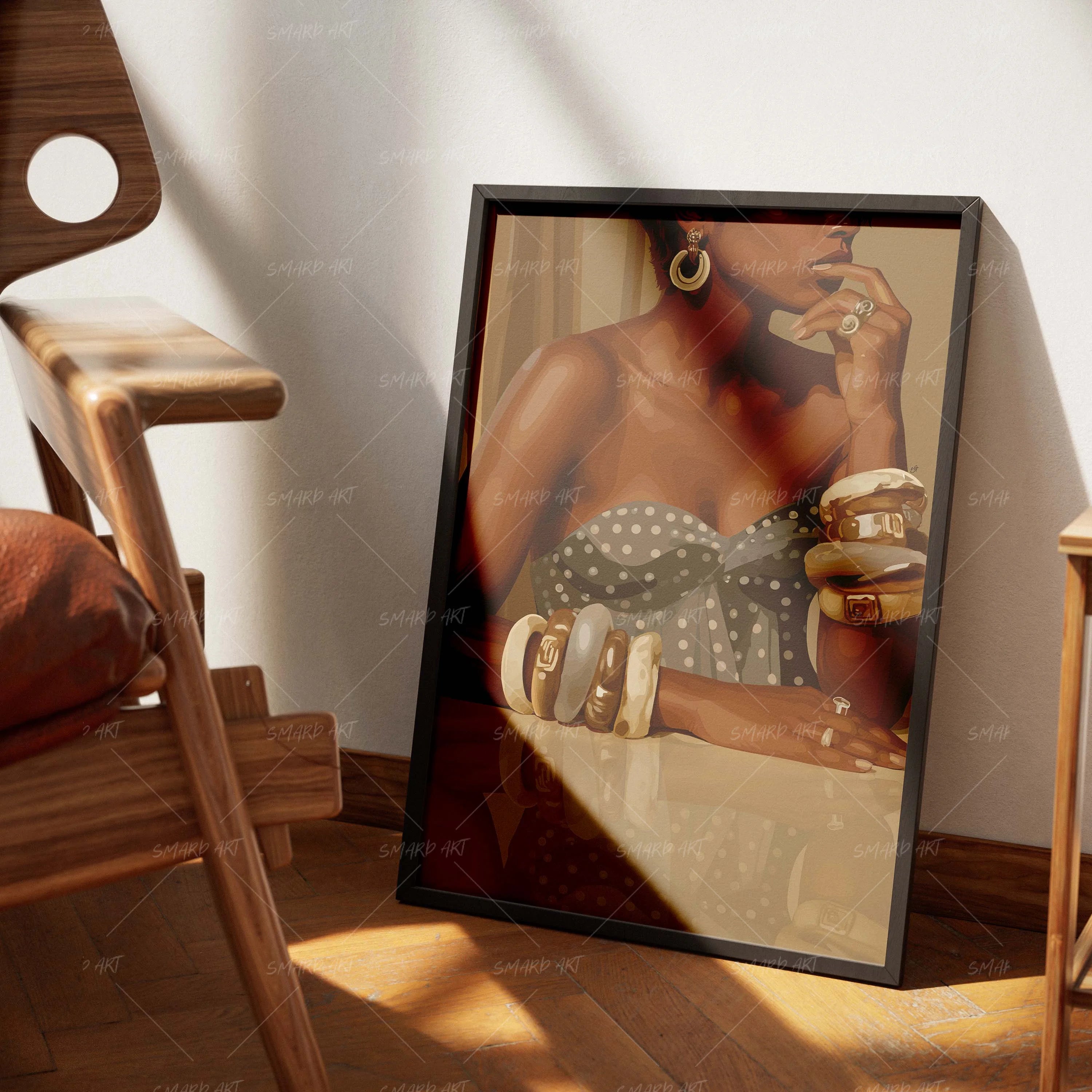 Laced Luxury-wall art print featuring decorative artistic design suitable for living rooms, offices, and schools by SmardArt. Elevate your space with Black wall art that speaks to culture, identity, and creativity. At Smard, we celebrate artistry made with melanin, bringing powerful and inspiring designs to life.